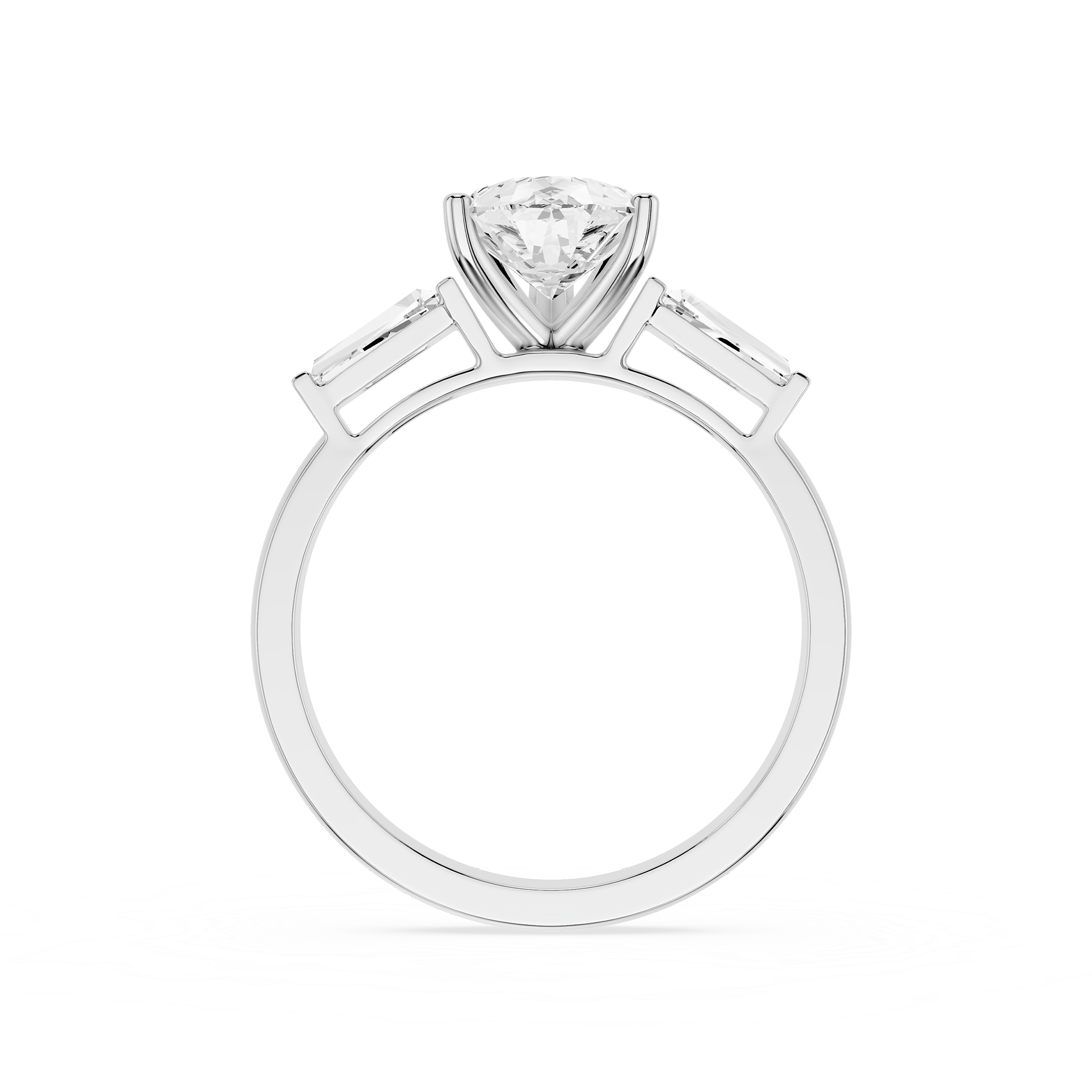 Pear Cut Three Stone Lab Grown Diamond Engagement Ring