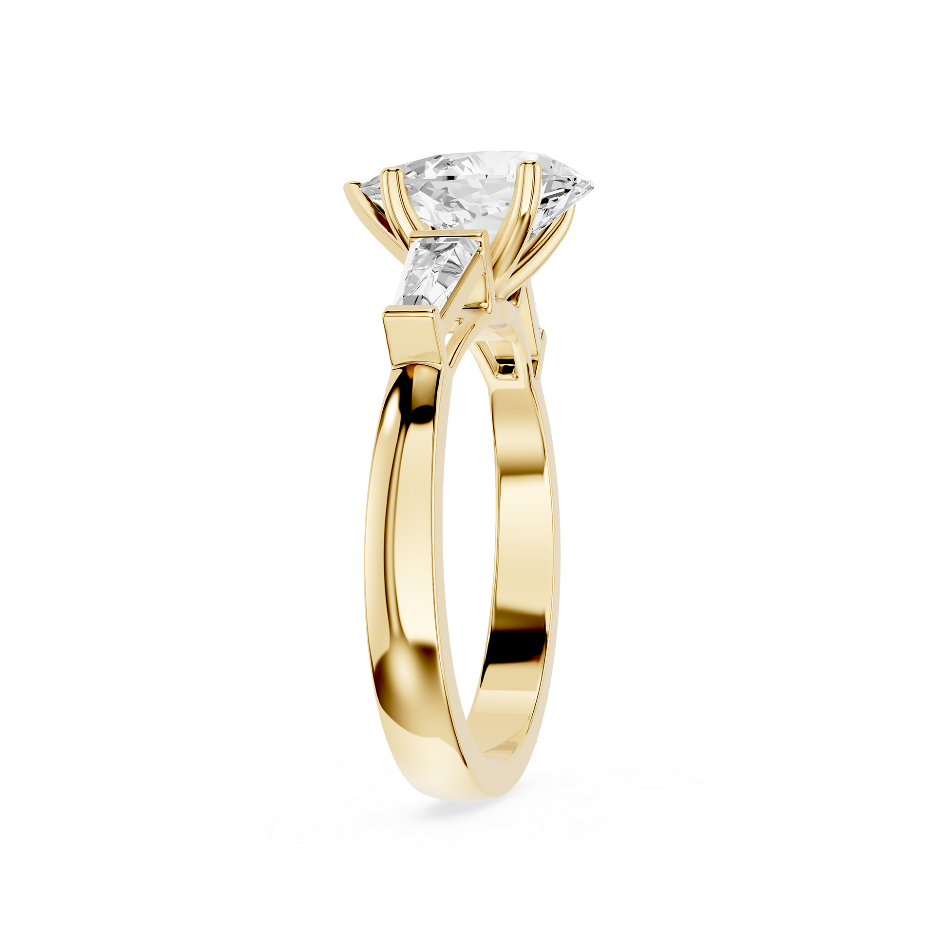 Pear Cut Three Stone Lab Grown Diamond Engagement Ring