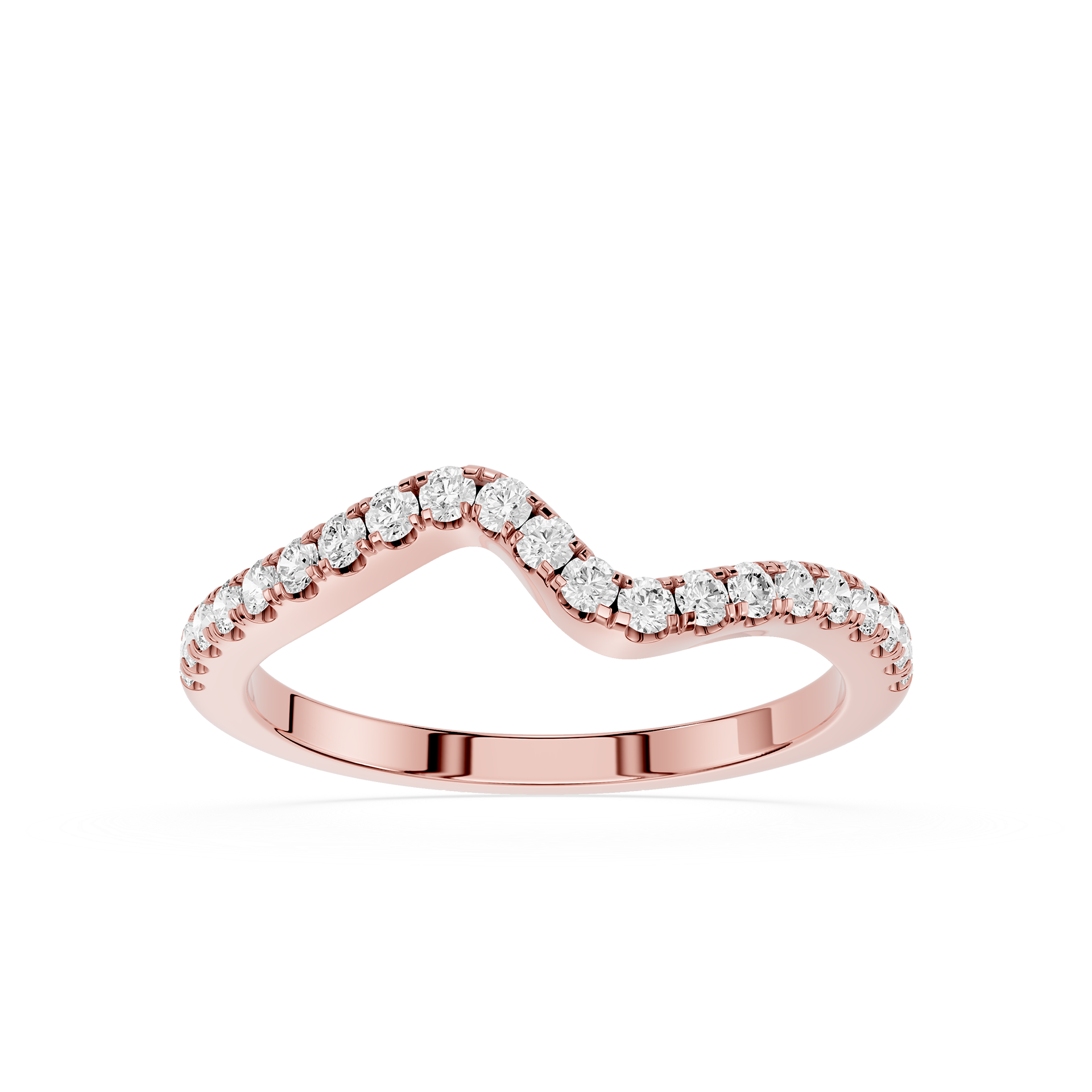 Wave Curve Round Cut Lab Grown Diamond Wedding Band