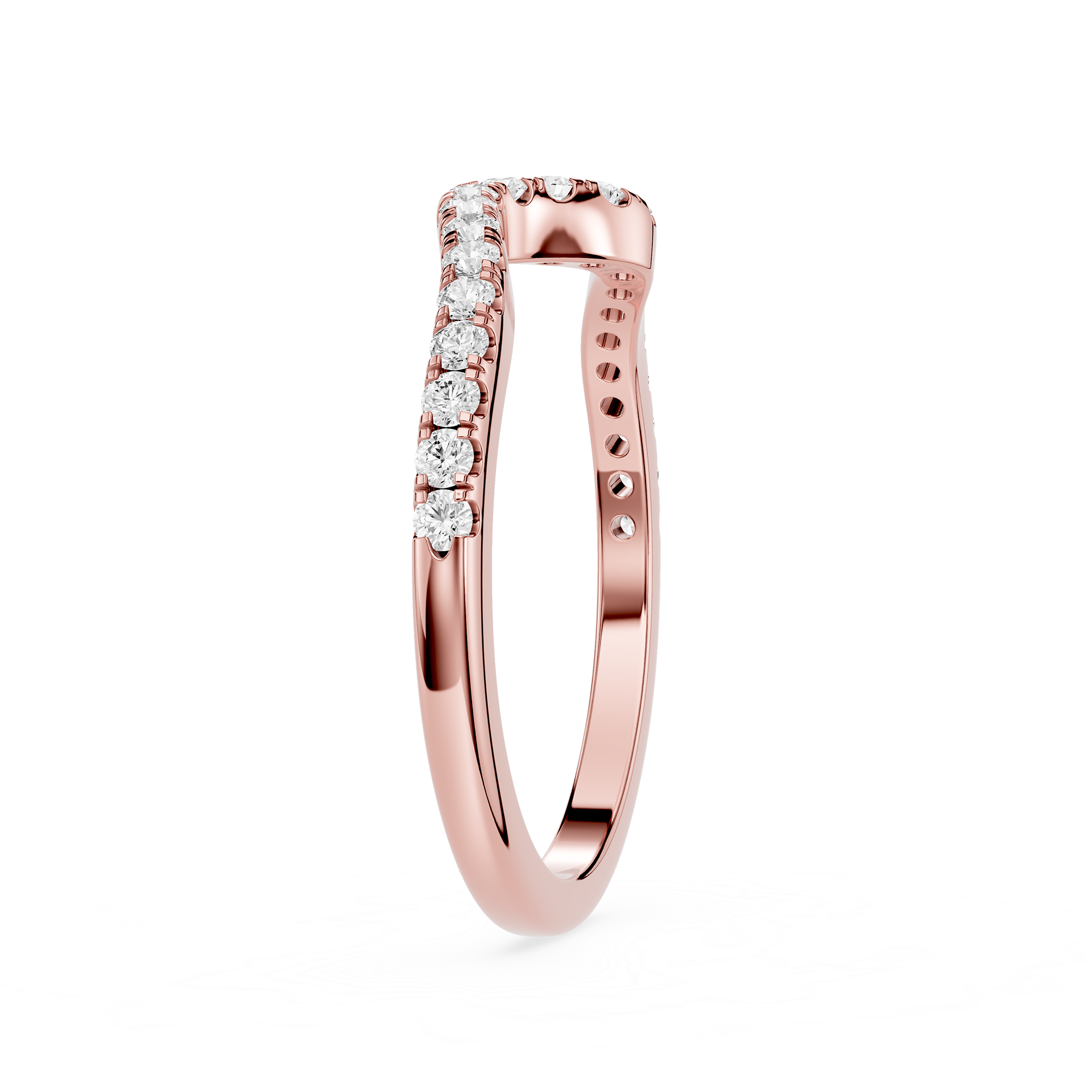 Wave Curve Round Cut Lab Grown Diamond Wedding Band