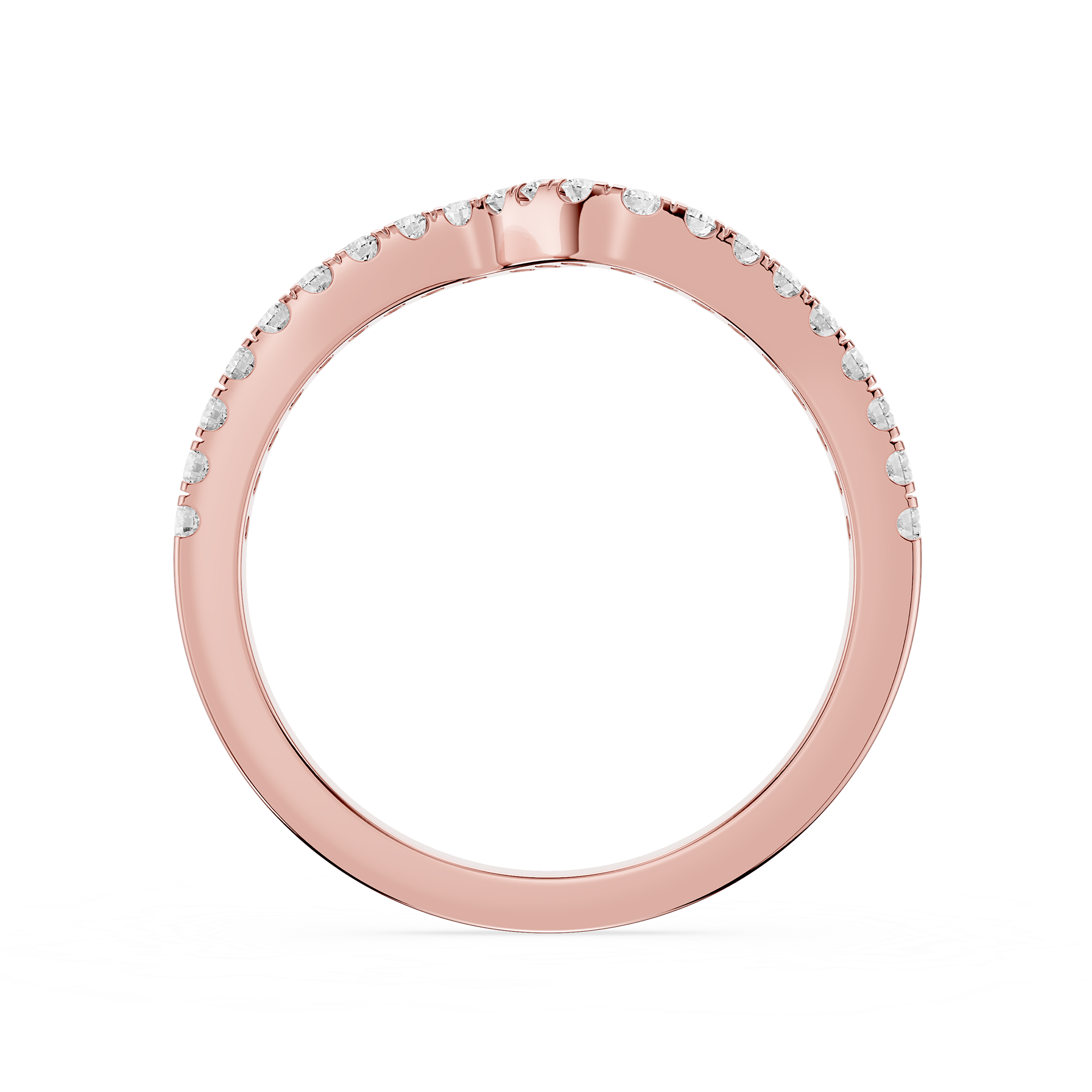 Wave Curve Round Cut Lab Grown Diamond Wedding Band