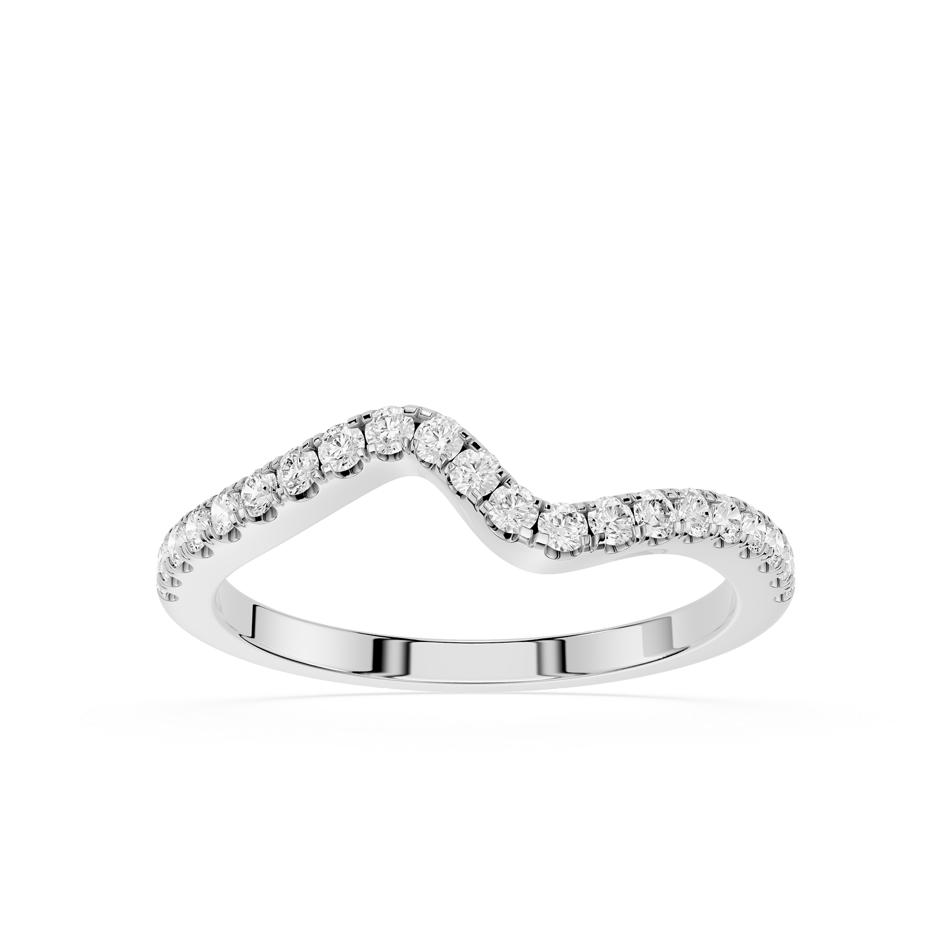 Wave Curve Round Cut Lab Grown Diamond Wedding Band