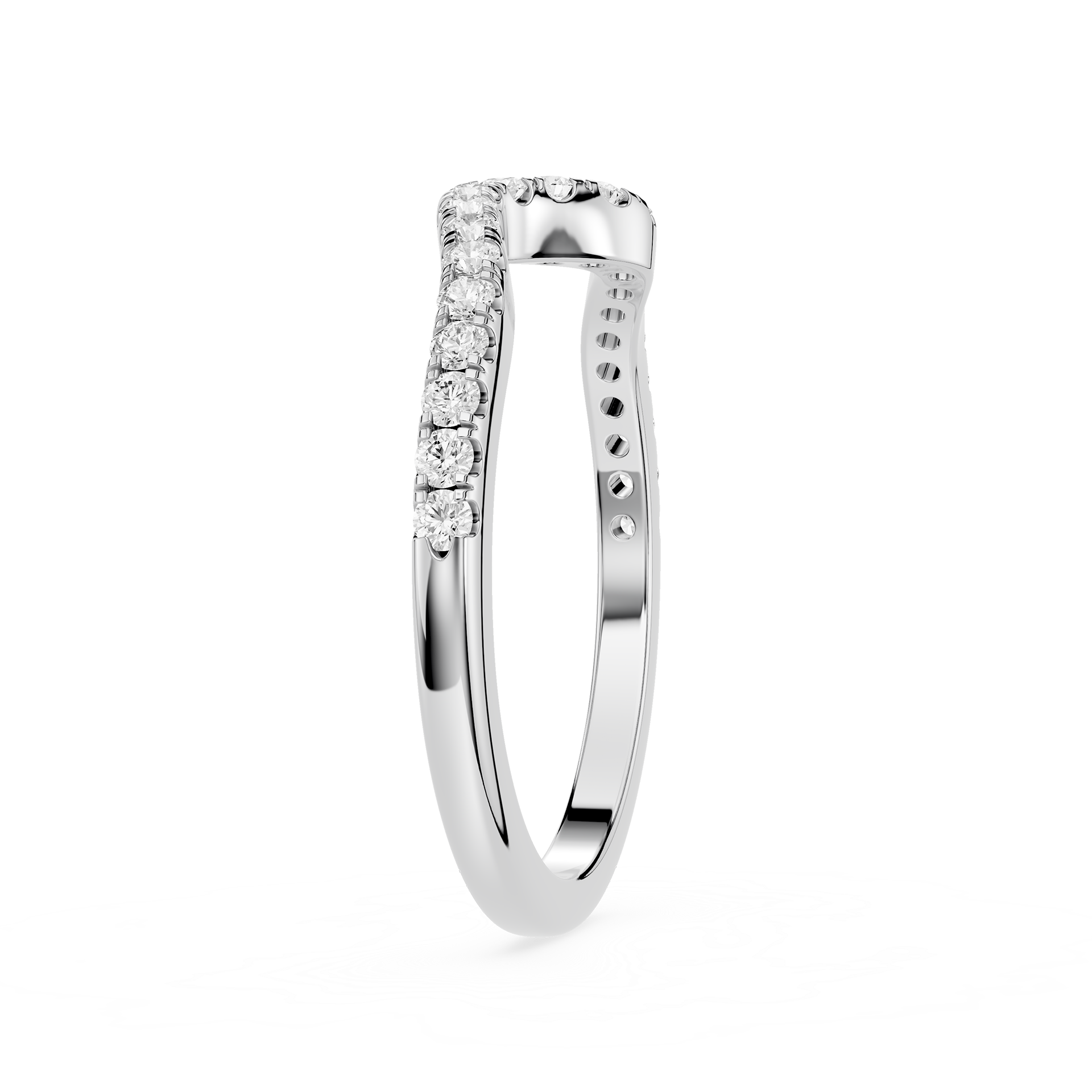 Wave Curve Round Cut Lab Grown Diamond Wedding Band