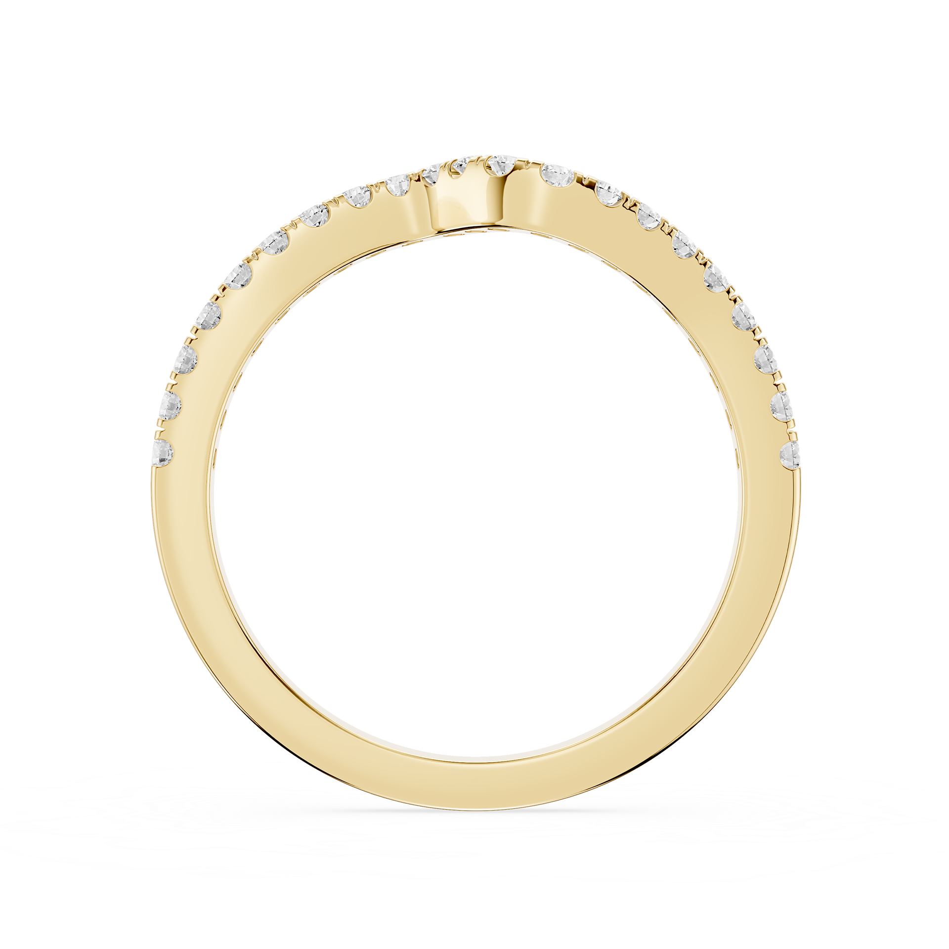 Wave Curve Round Cut Lab Grown Diamond Wedding Band