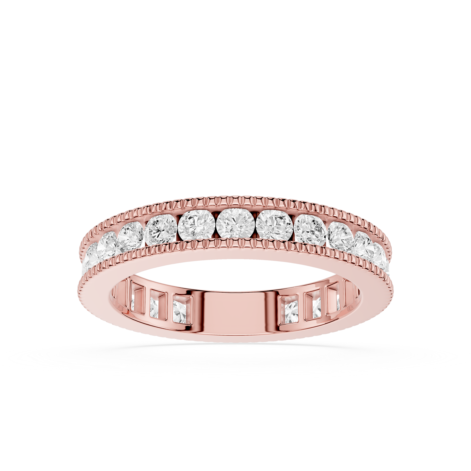 Round Cut Lab Grown Diamond Milgrain Eternity Band