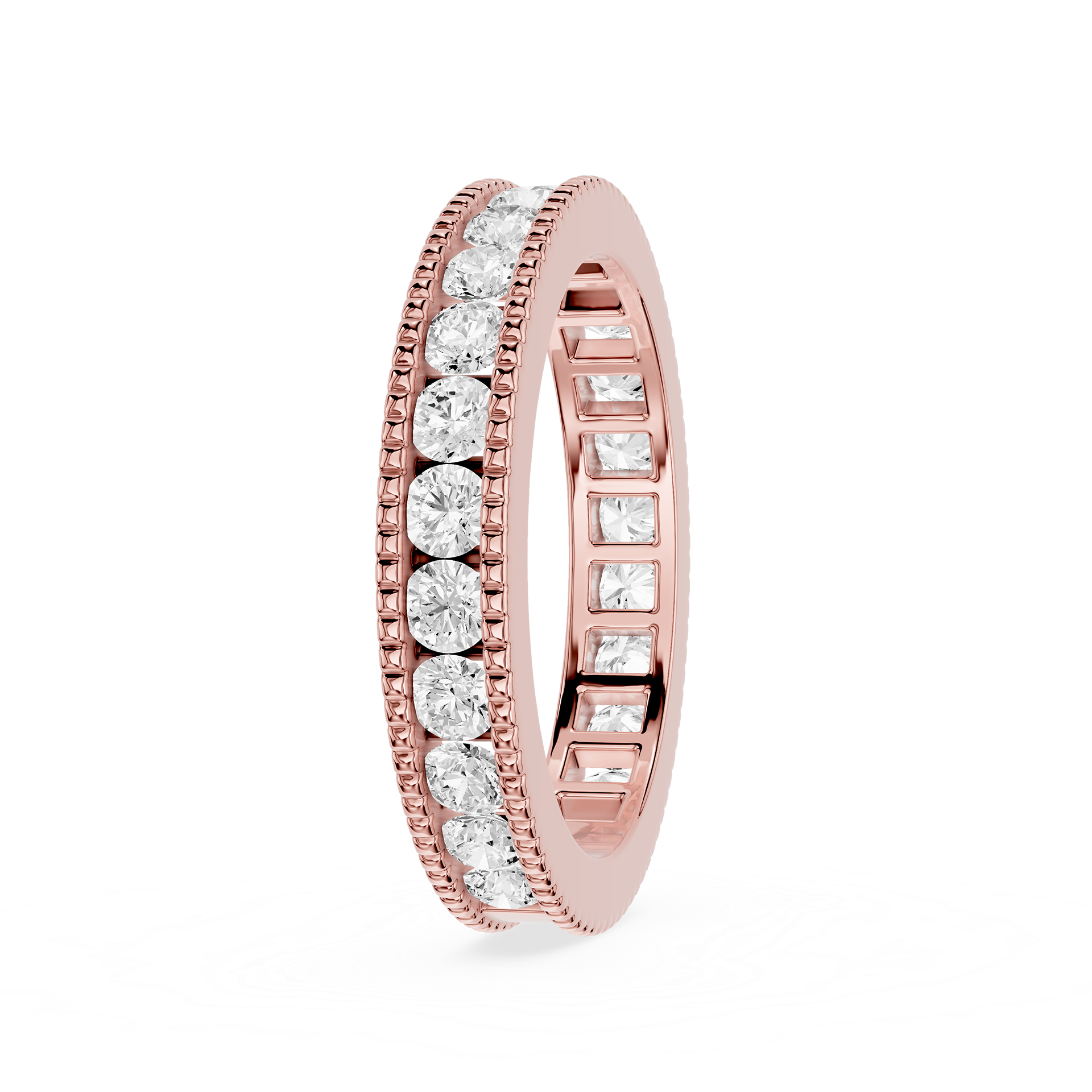 Round Cut Lab Grown Diamond Milgrain Eternity Band