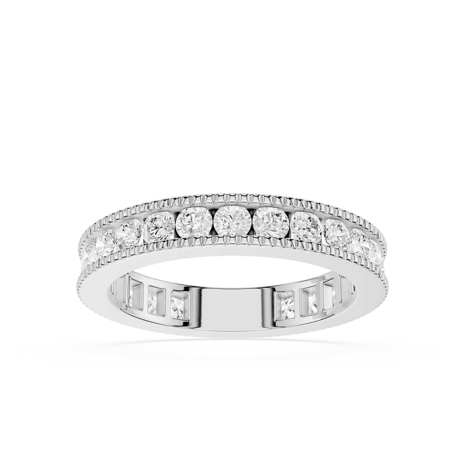 Round Cut Lab Grown Diamond Milgrain Eternity Band