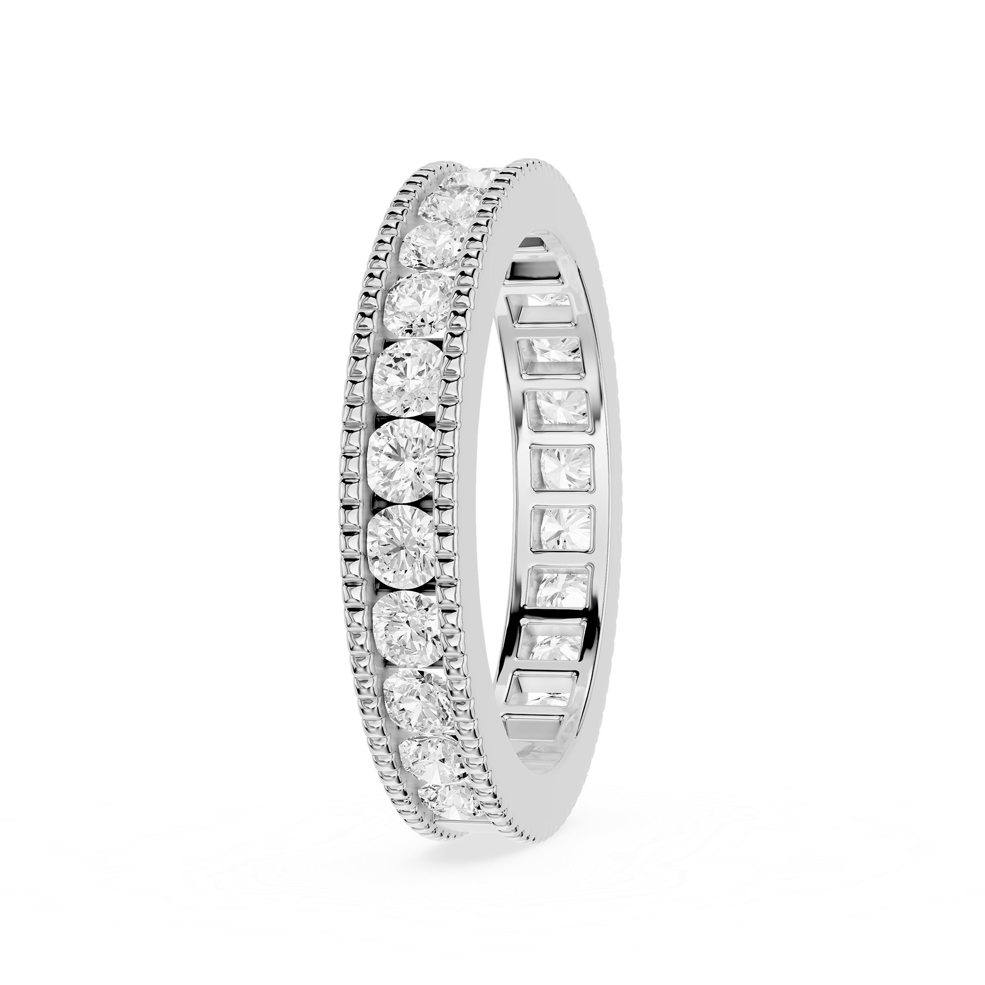 Round Cut Lab Grown Diamond Milgrain Eternity Band