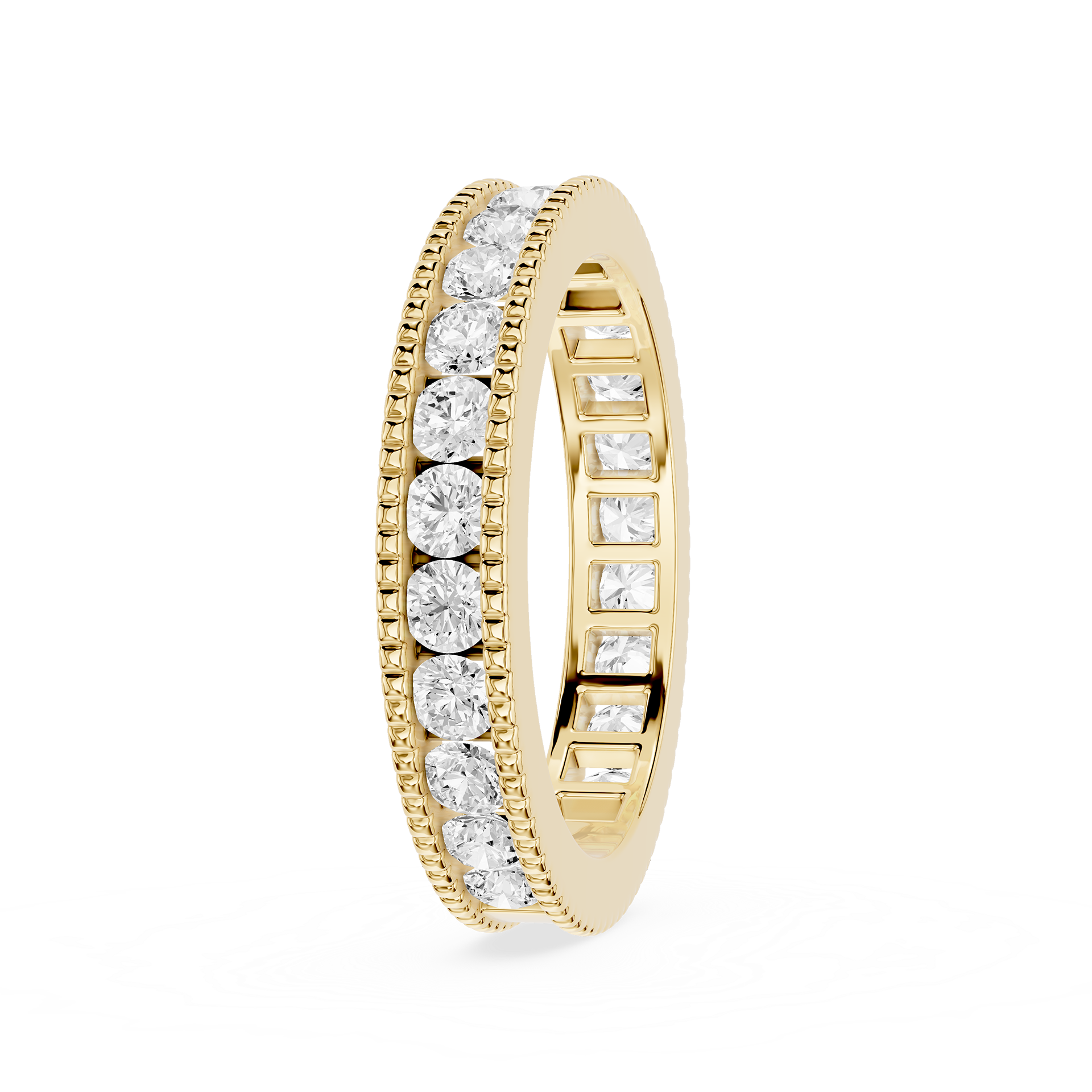 Round Cut Lab Grown Diamond Milgrain Eternity Band