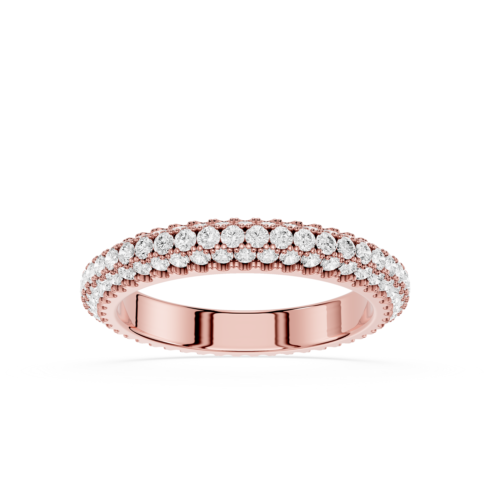 Triple Row Round Cut Lab Grown Diamond Wedding Band