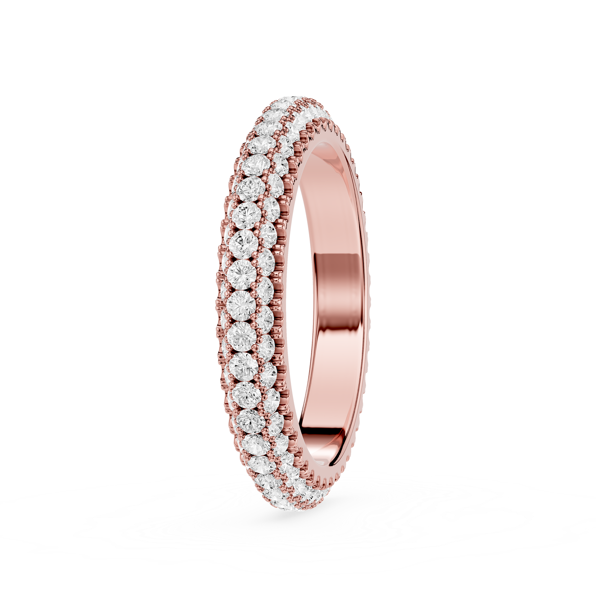 Triple Row Round Cut Lab Grown Diamond Wedding Band