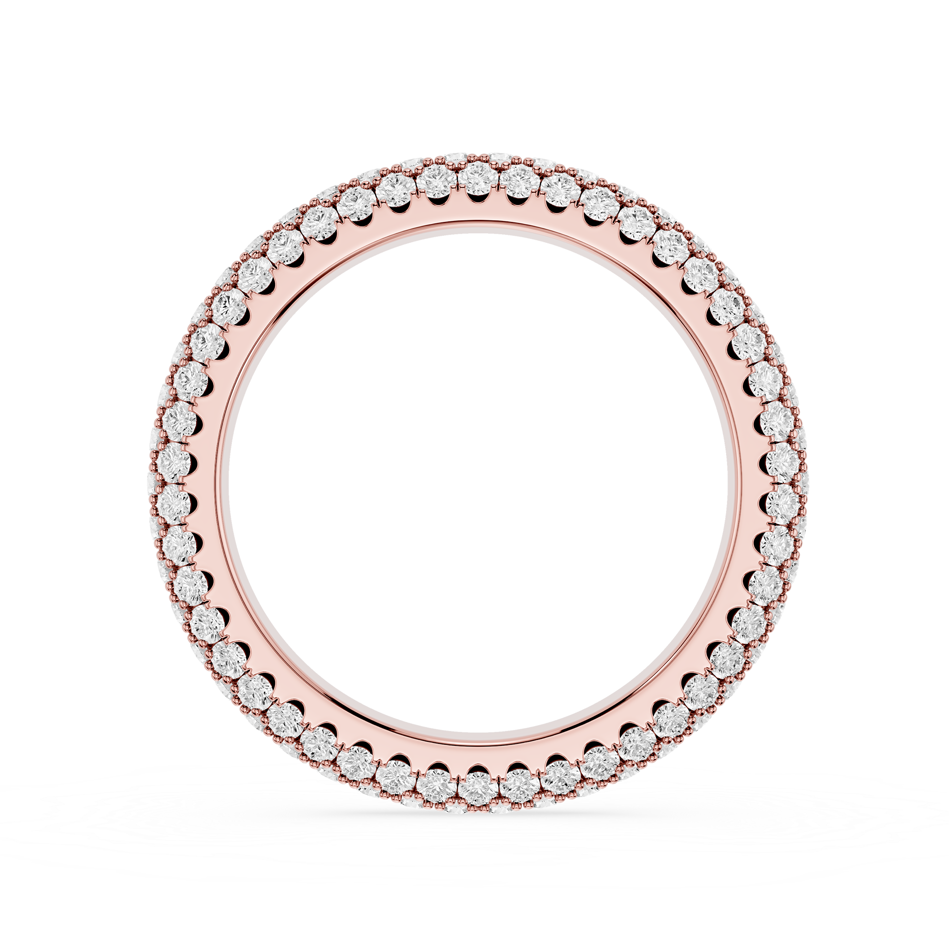 Triple Row Round Cut Lab Grown Diamond Wedding Band