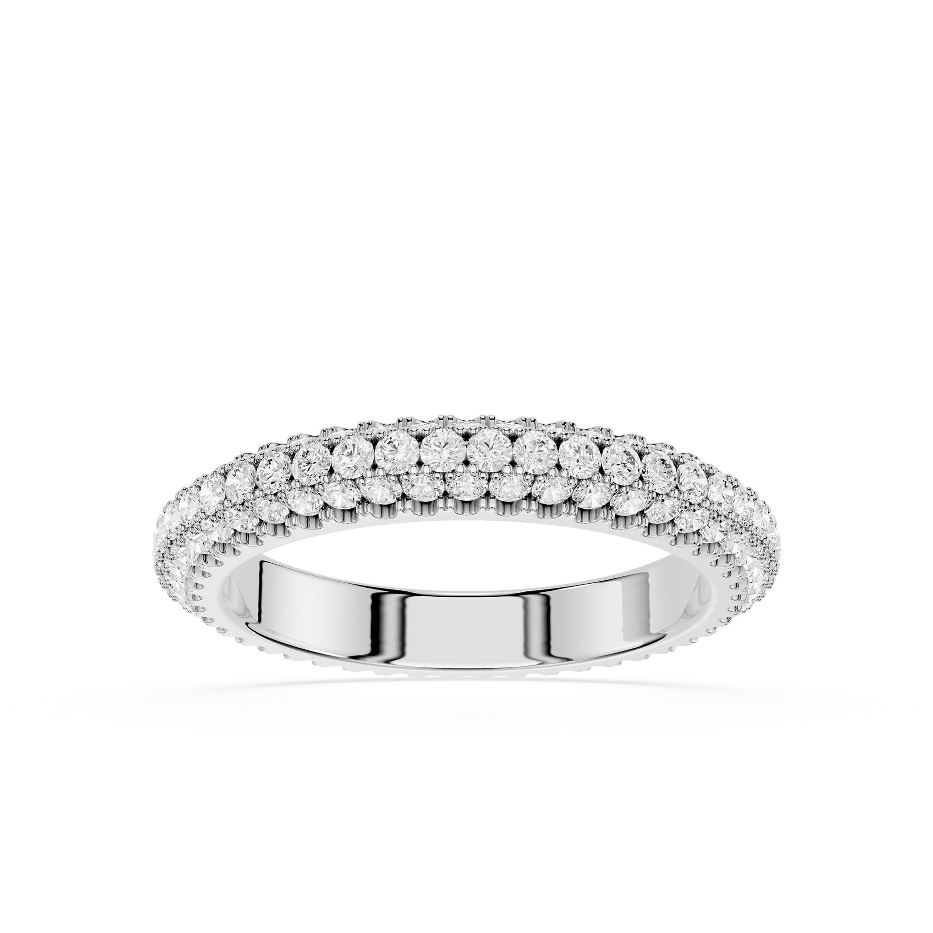Triple Row Round Cut Lab Grown Diamond Wedding Band