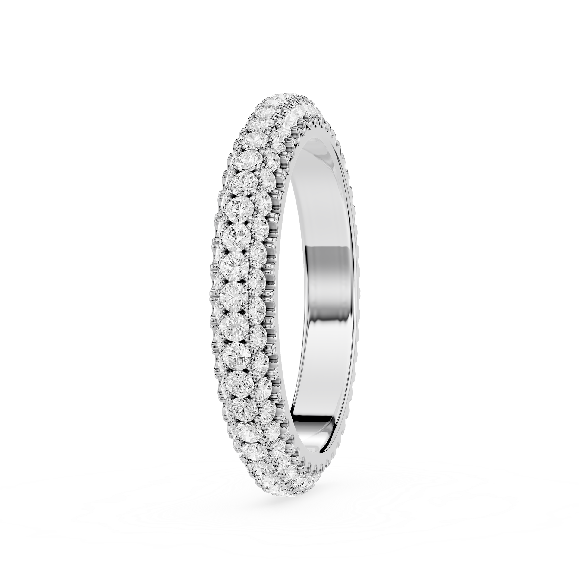 Triple Row Round Cut Lab Grown Diamond Wedding Band