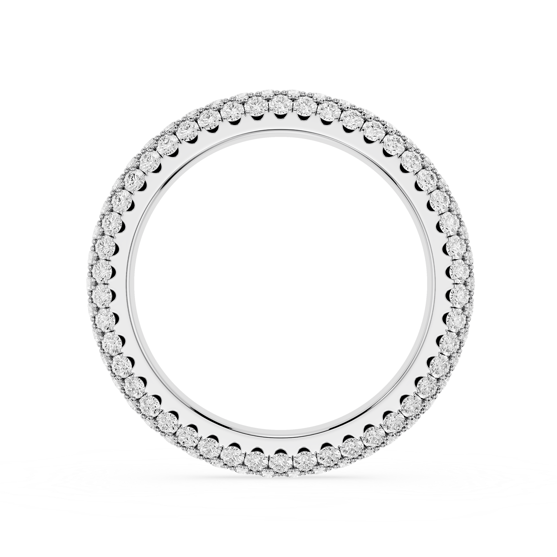 Triple Row Round Cut Lab Grown Diamond Wedding Band