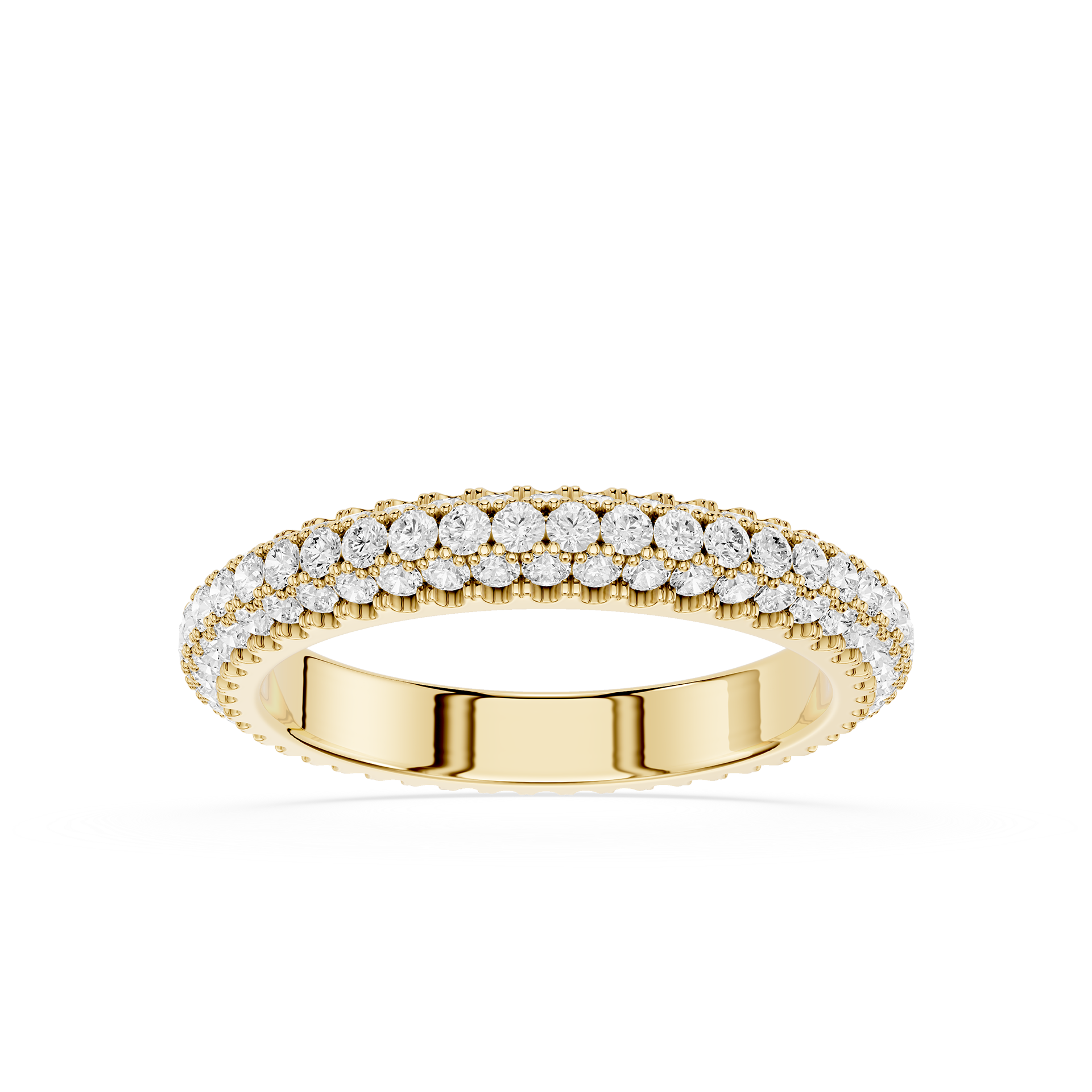 Triple Row Round Cut Lab Grown Diamond Wedding Band
