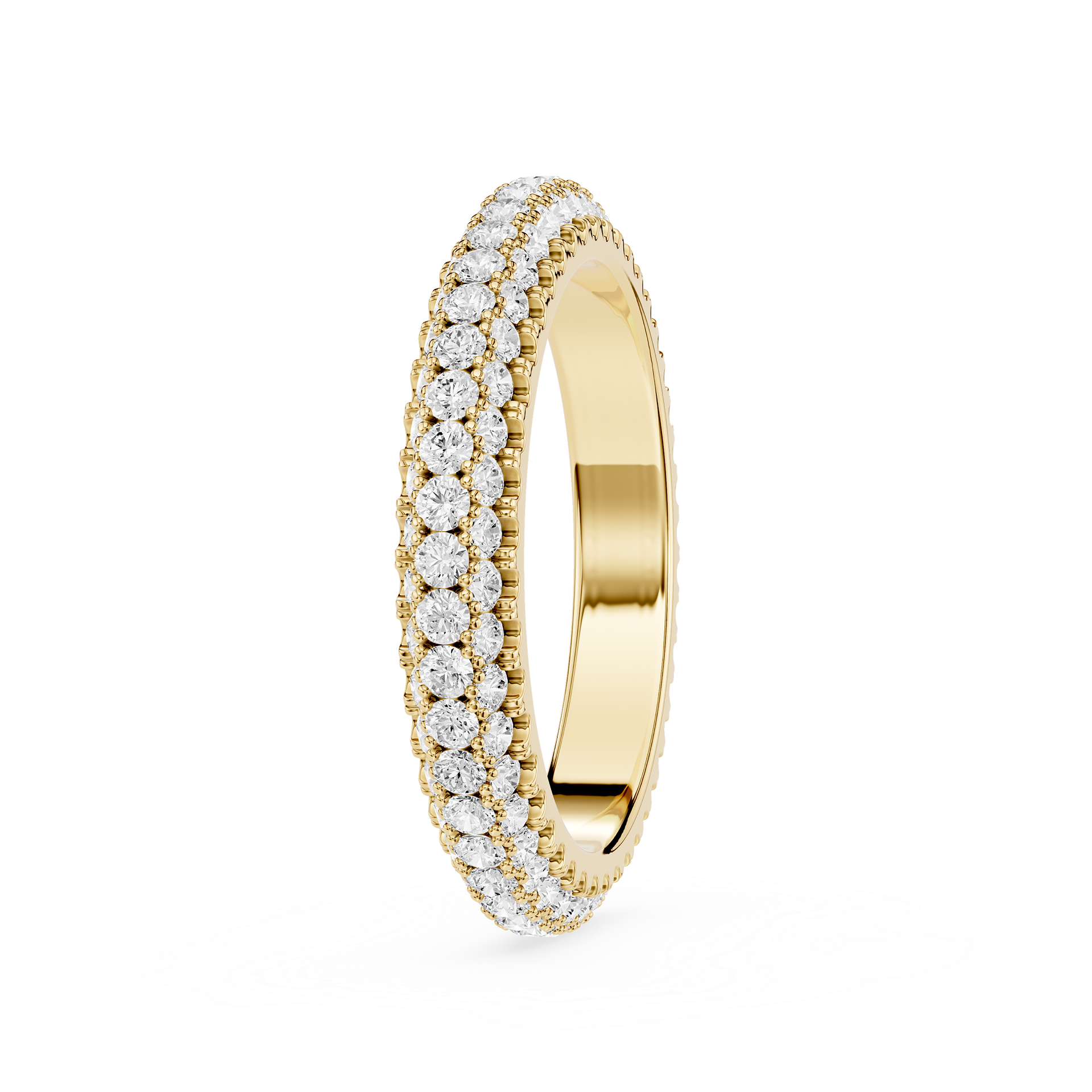 Triple Row Round Cut Lab Grown Diamond Wedding Band