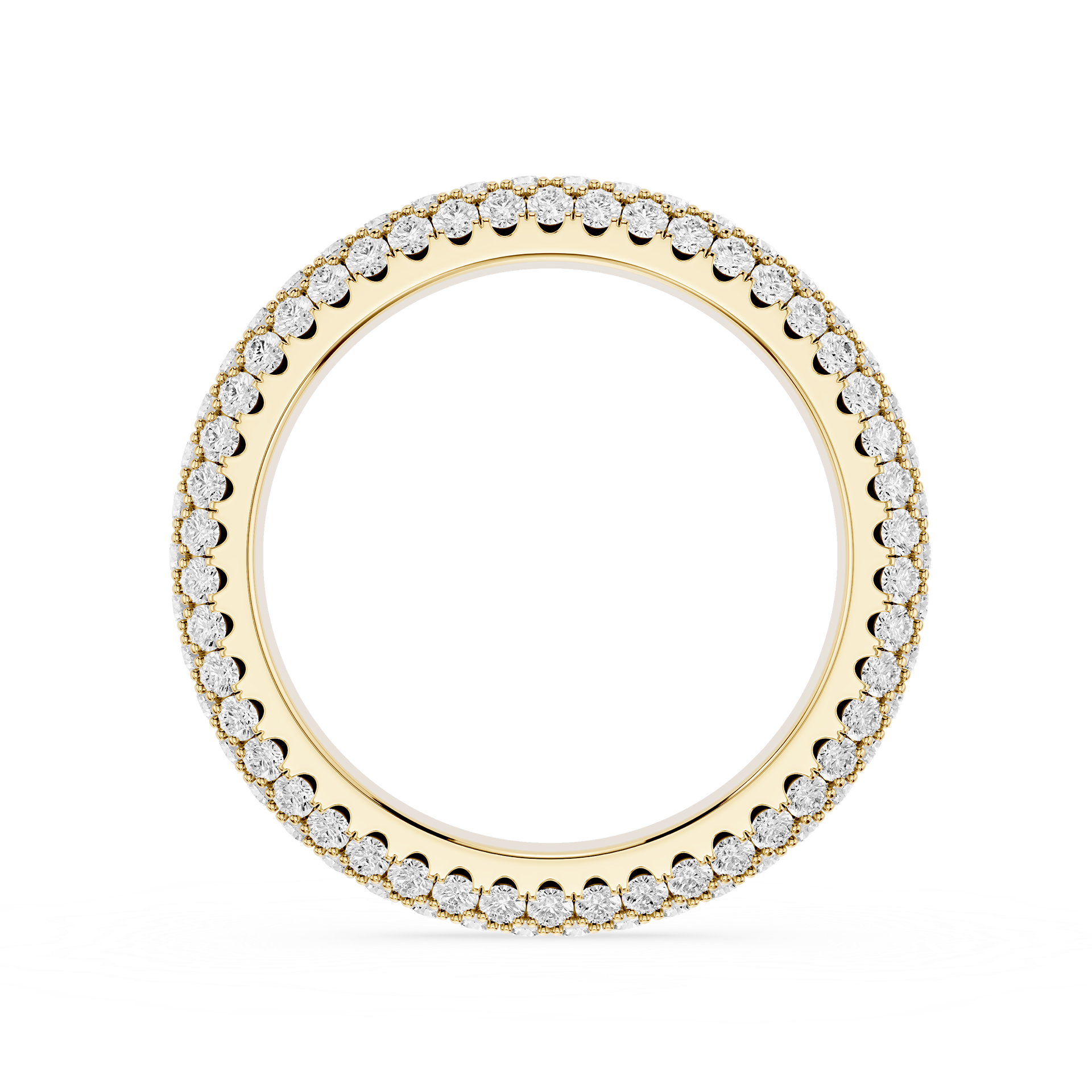 Triple Row Round Cut Lab Grown Diamond Wedding Band