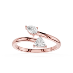 Pear And Trillion Lab Grown Diamond Open Toi et Moi Ring
