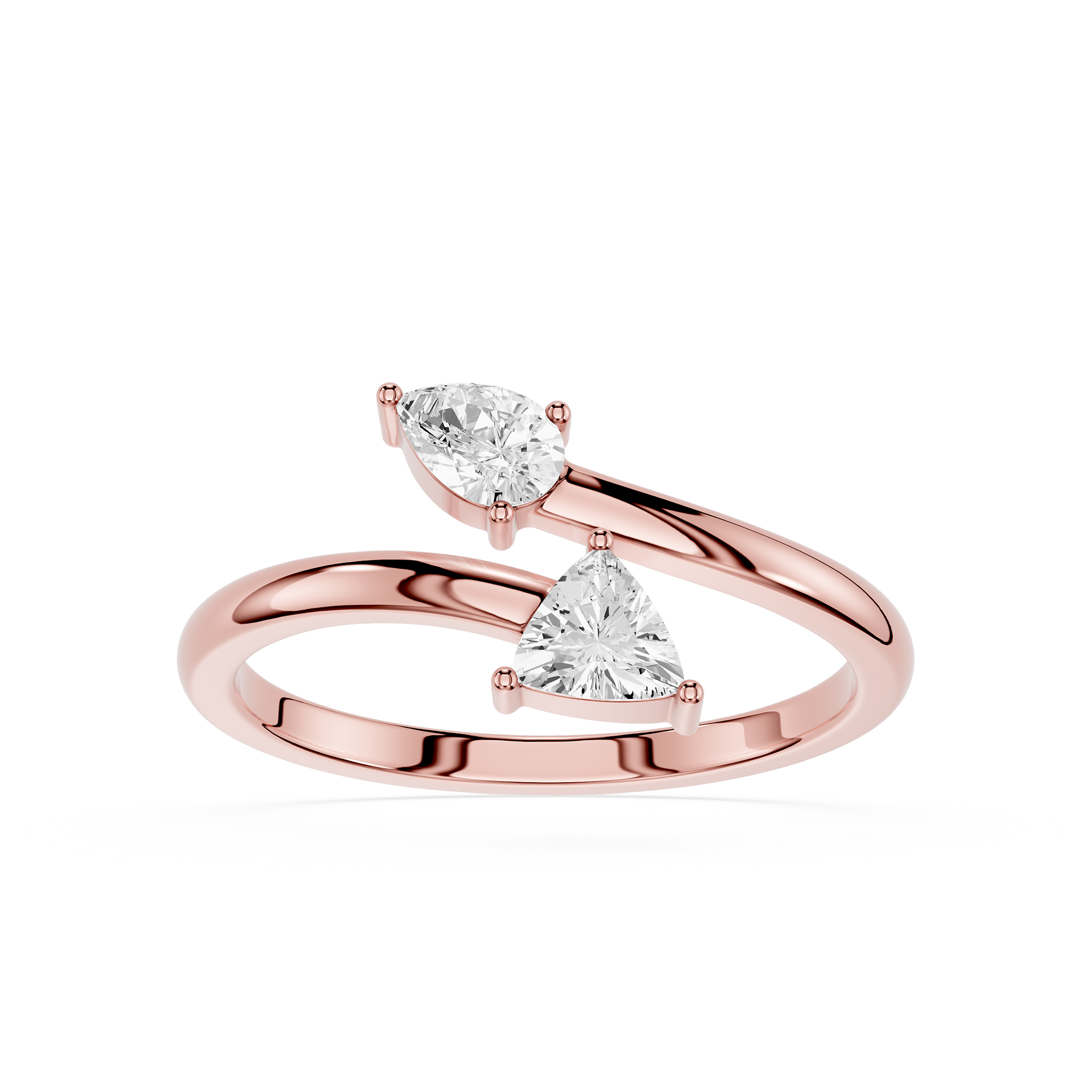 Pear And Trillion Lab Grown Diamond Open Toi et Moi Ring