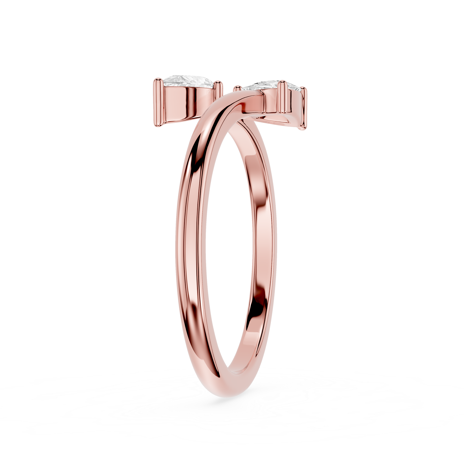 Pear And Trillion Lab Grown Diamond Open Toi et Moi Ring