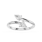 Pear And Trillion Lab Grown Diamond Open Toi et Moi Ring