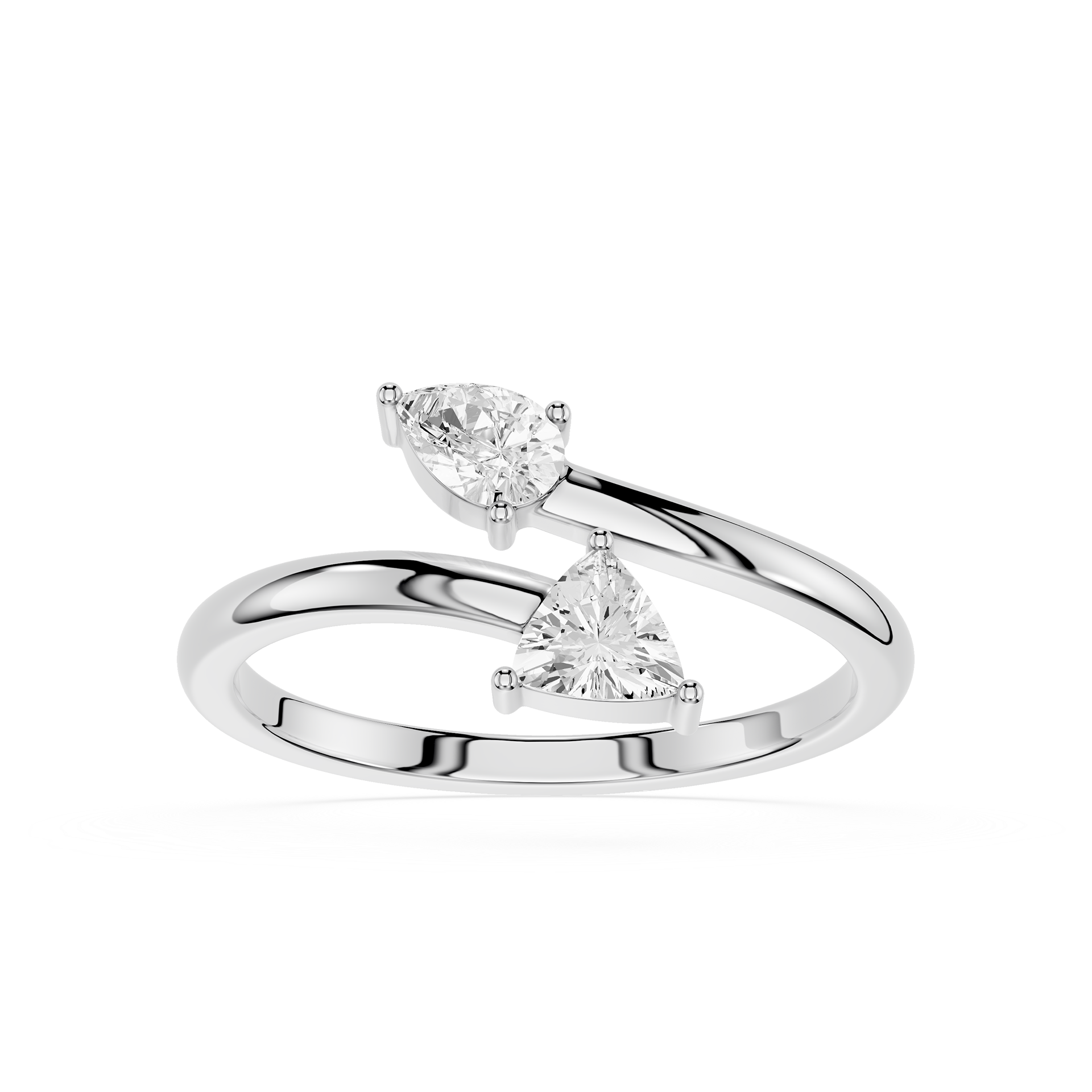 Pear And Trillion Lab Grown Diamond Open Toi et Moi Ring