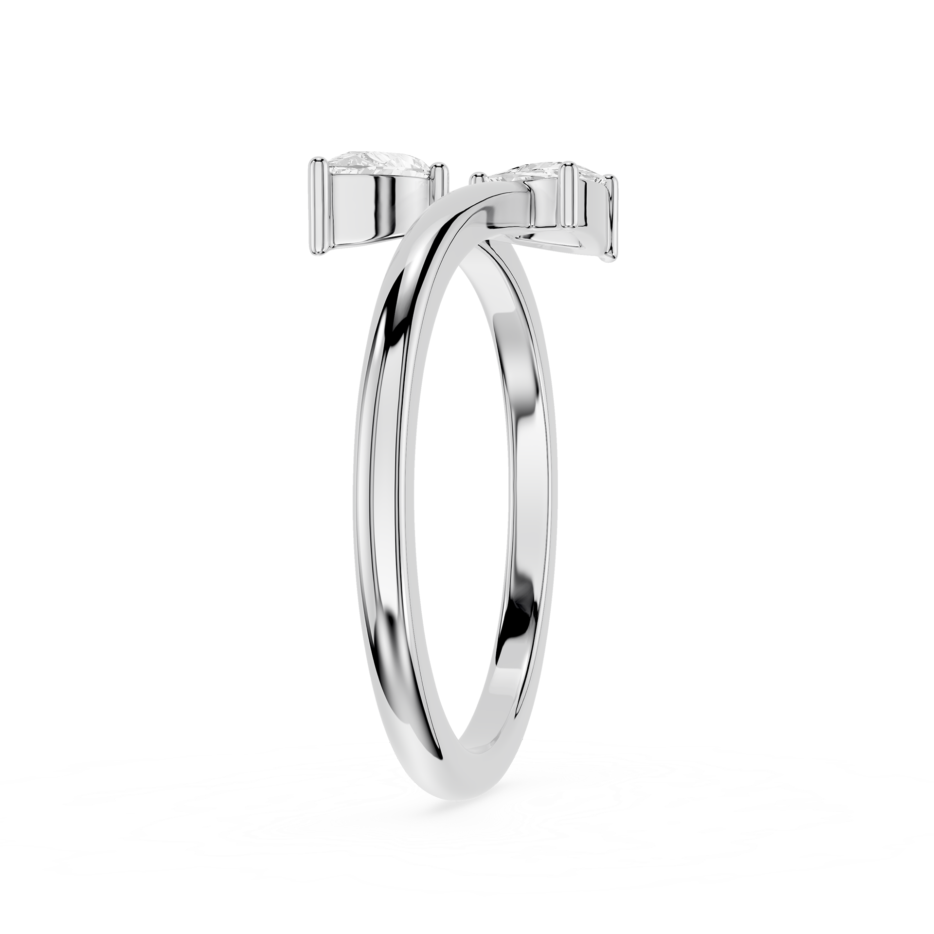 Pear And Trillion Lab Grown Diamond Open Toi et Moi Ring