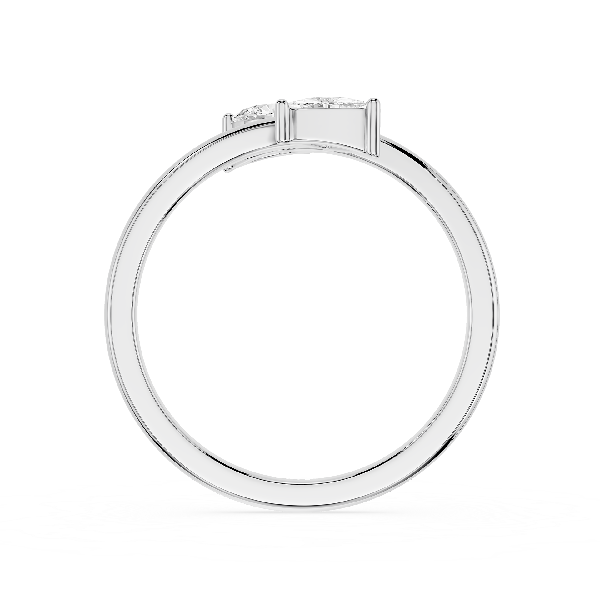 Pear And Trillion Lab Grown Diamond Open Toi et Moi Ring