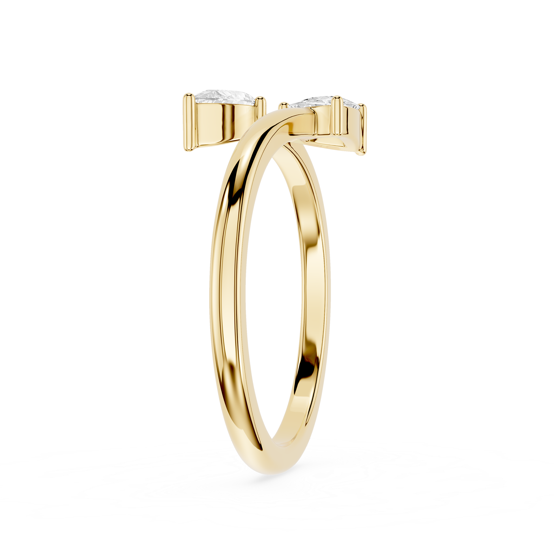 Pear And Trillion Lab Grown Diamond Open Toi et Moi Ring