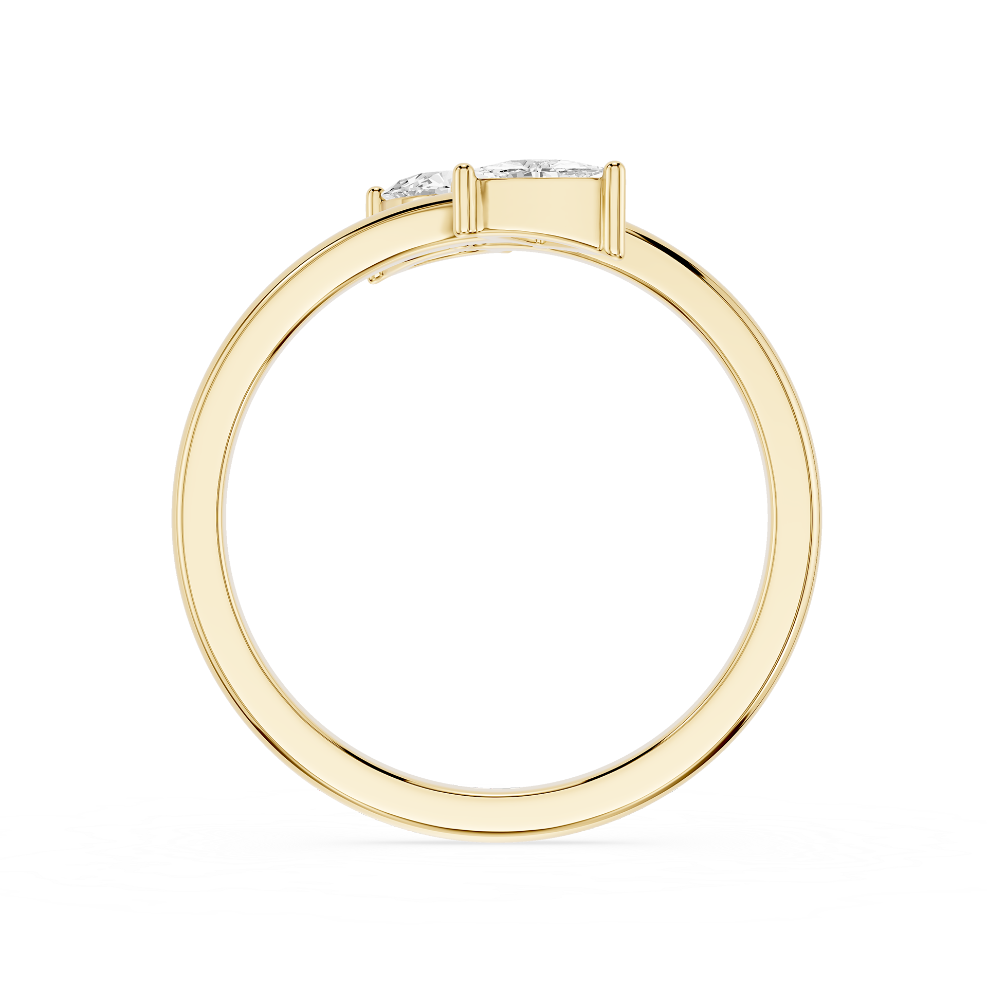 Pear And Trillion Lab Grown Diamond Open Toi et Moi Ring