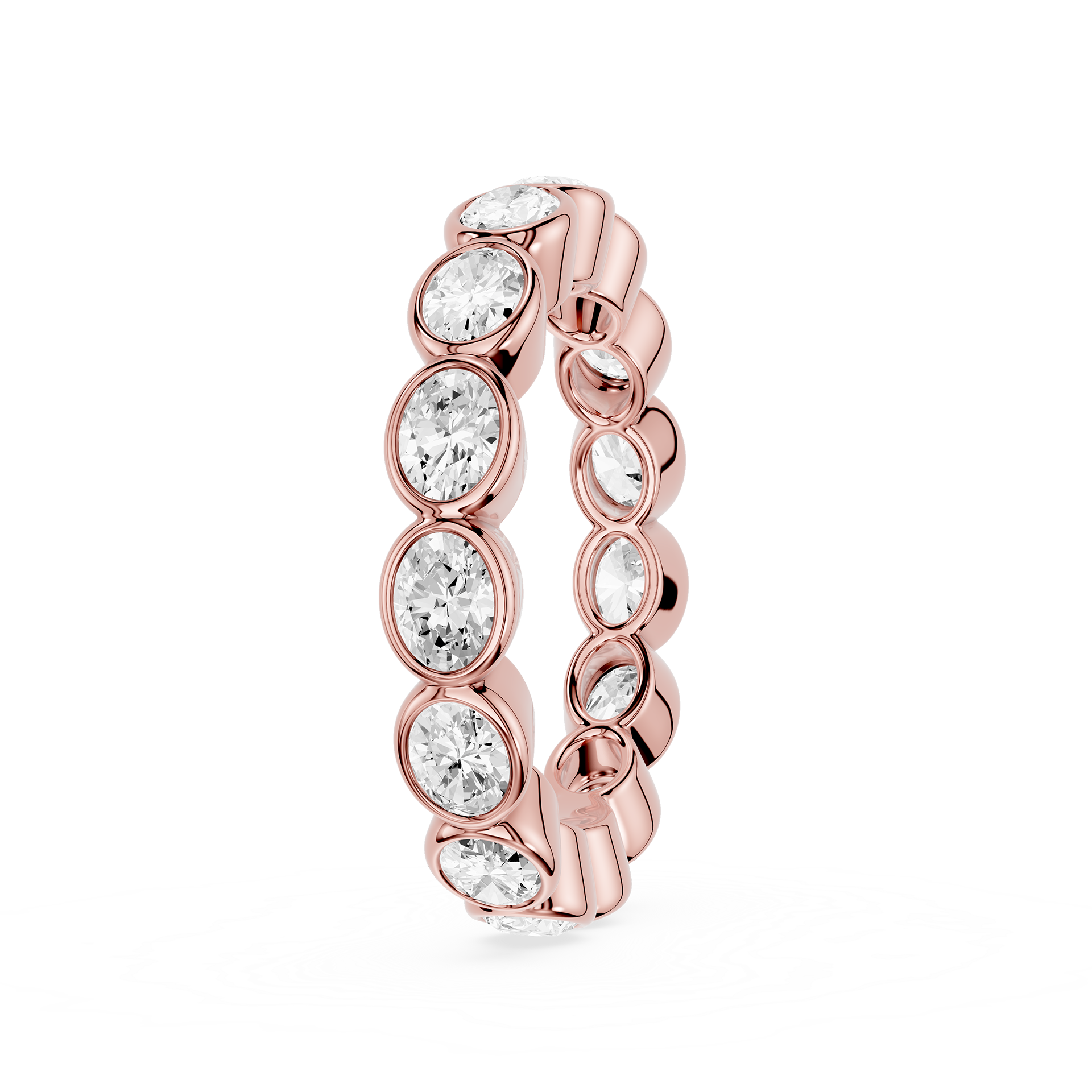 Oval Cut Lab Grown Diamond Bezel Eternity Wedding Band