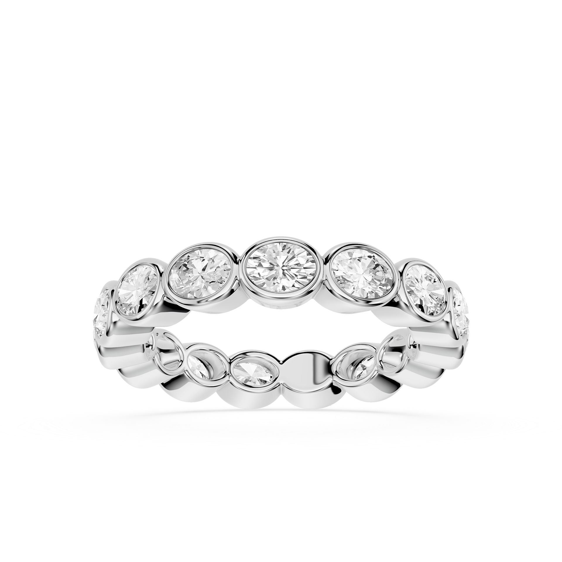 Oval Cut Lab Grown Diamond Bezel Eternity Wedding Band