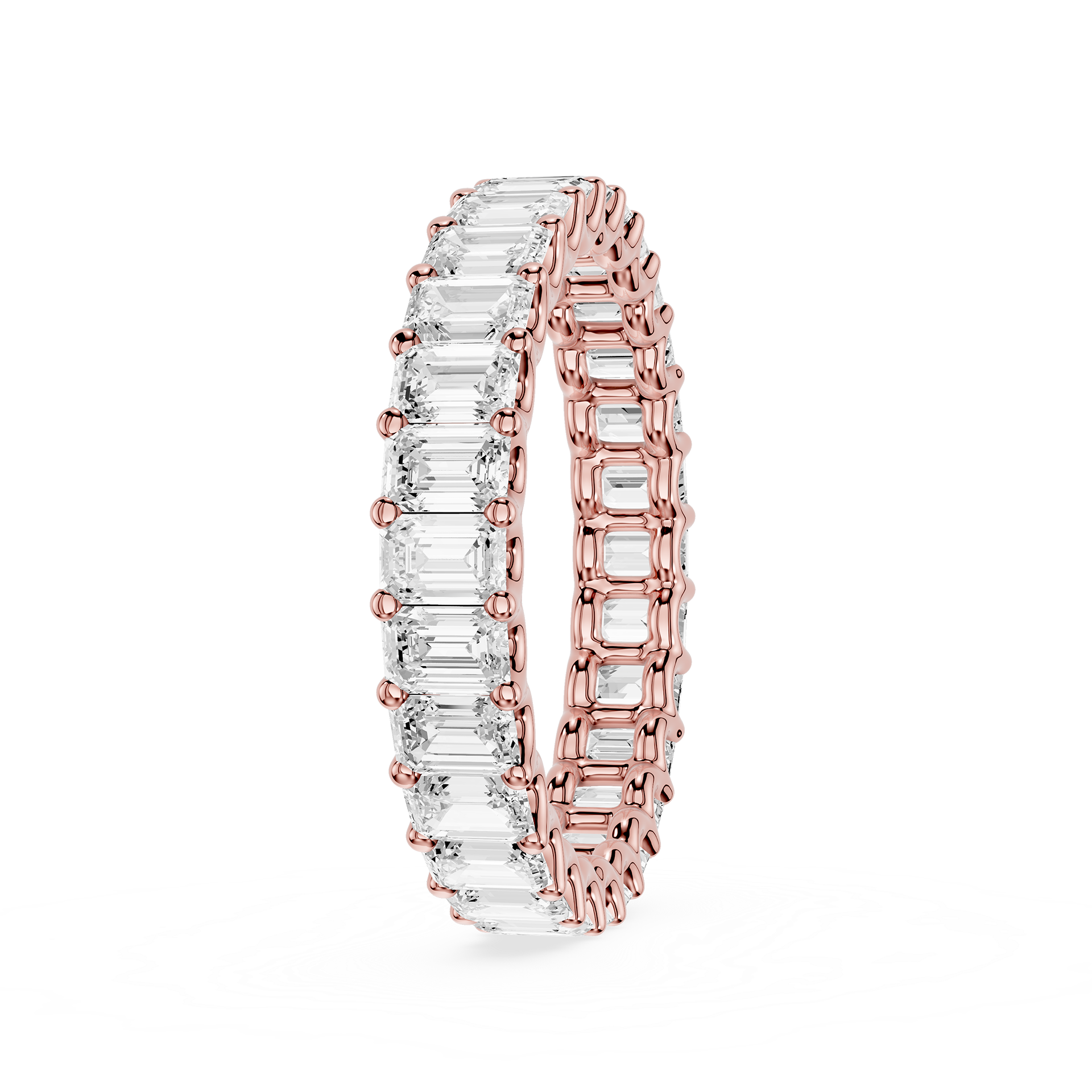 Emerald Cut Lab Grown Diamond Eternity Wedding Band