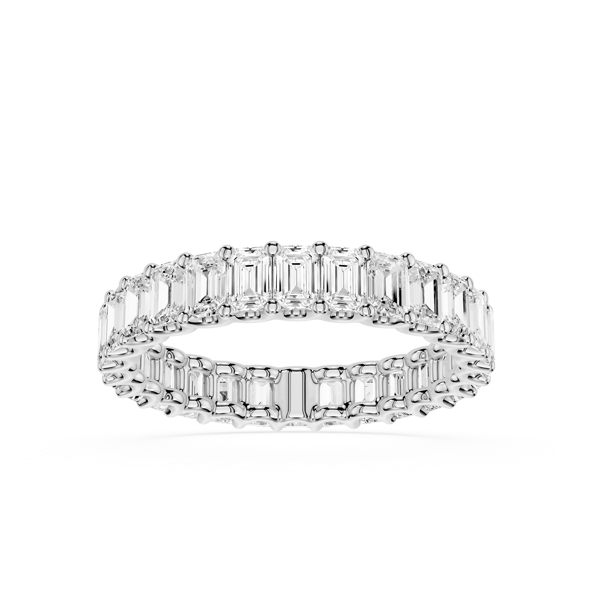 Emerald Cut Lab Grown Diamond Eternity Wedding Band