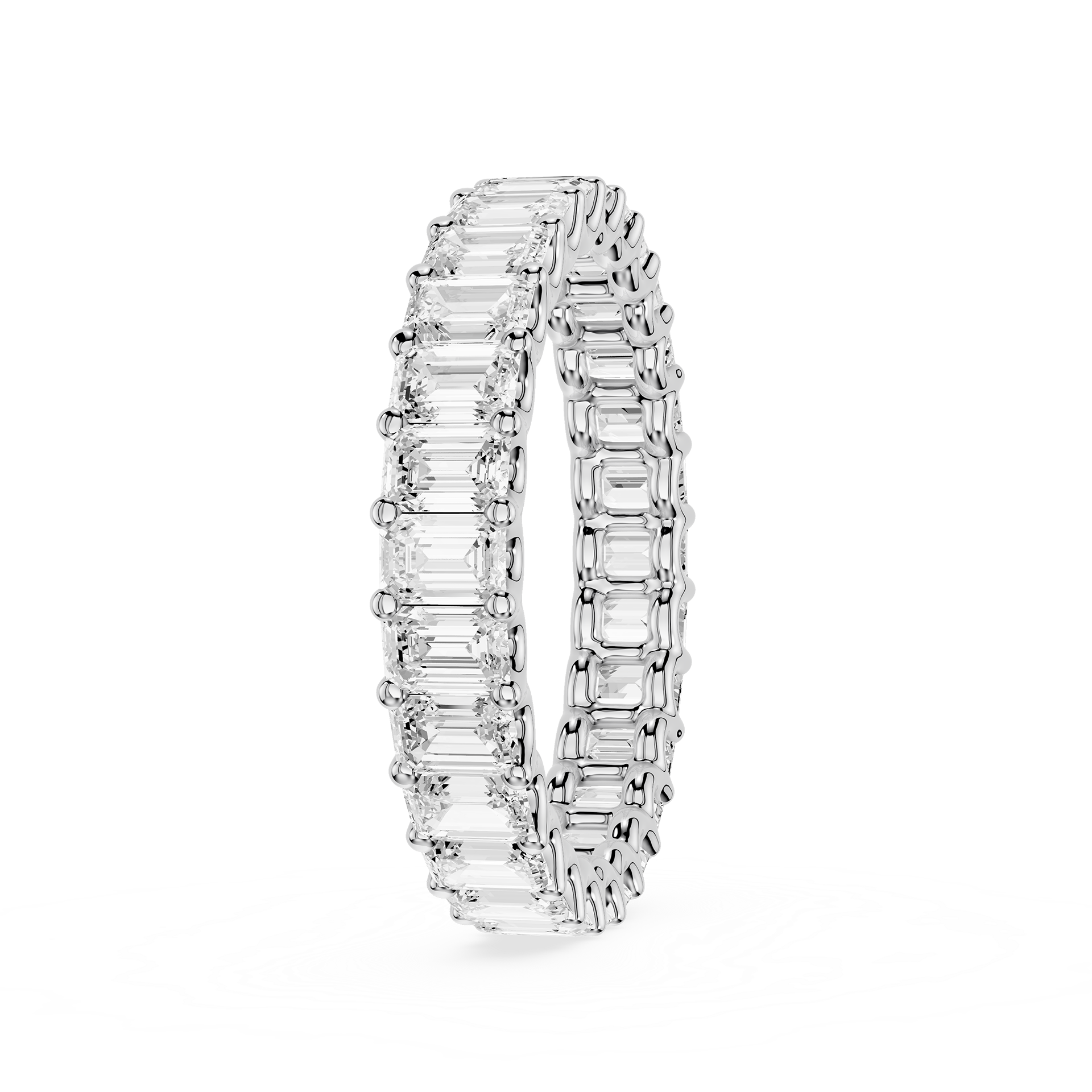 Emerald Cut Lab Grown Diamond Eternity Wedding Band