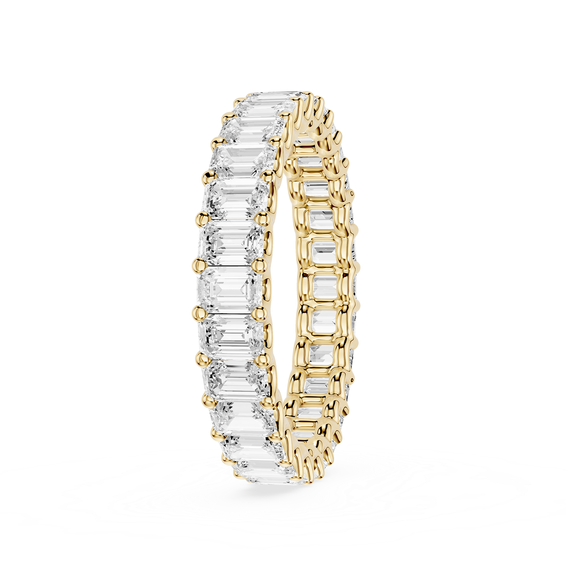 Emerald Cut Lab Grown Diamond Eternity Wedding Band