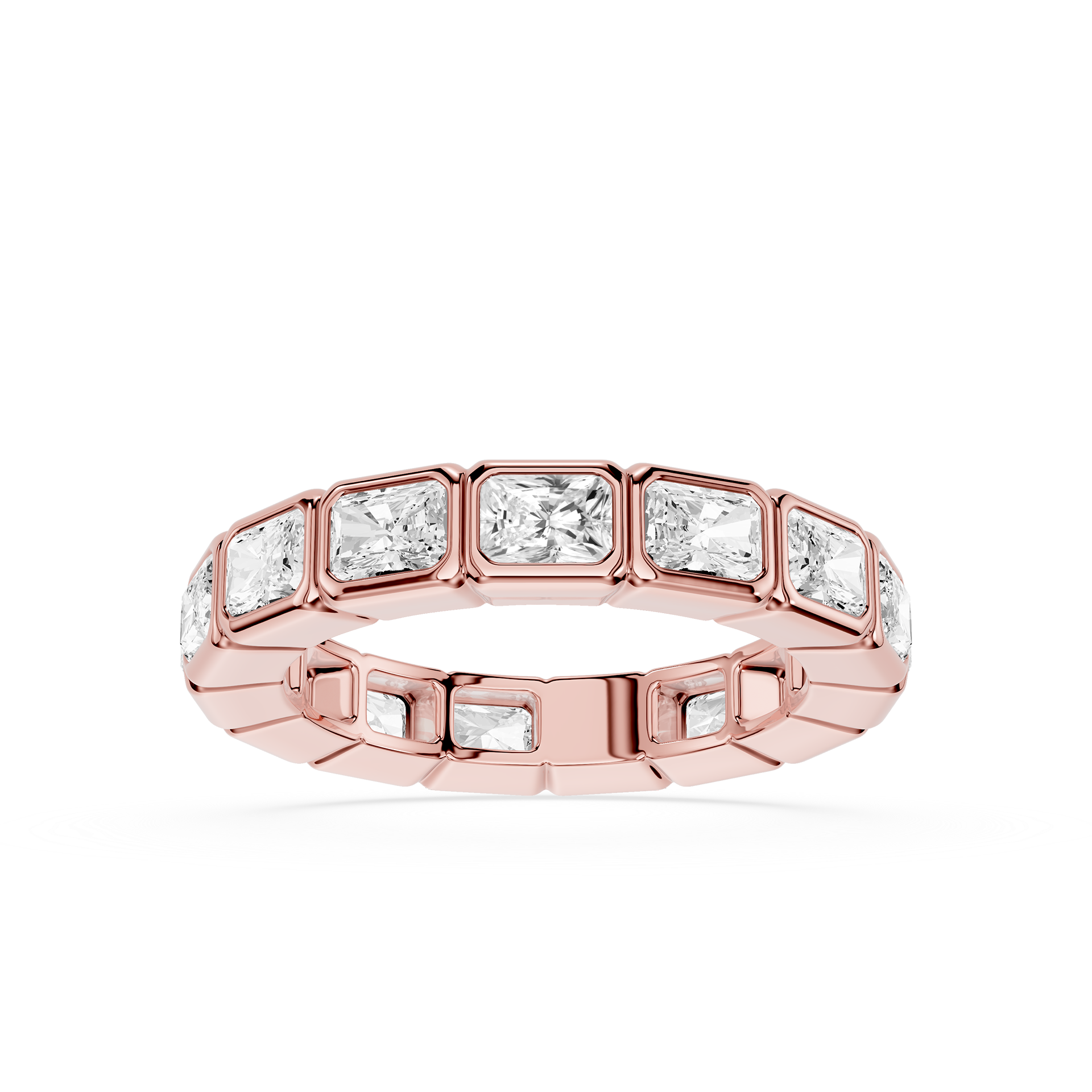 Radiant Cut Lab Grown Diamond Bezel Eternity Wedding Band