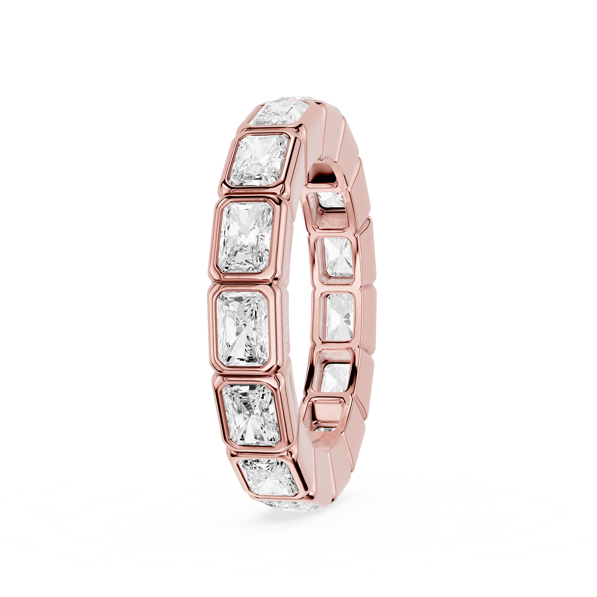 Radiant Cut Lab Grown Diamond Bezel Eternity Wedding Band