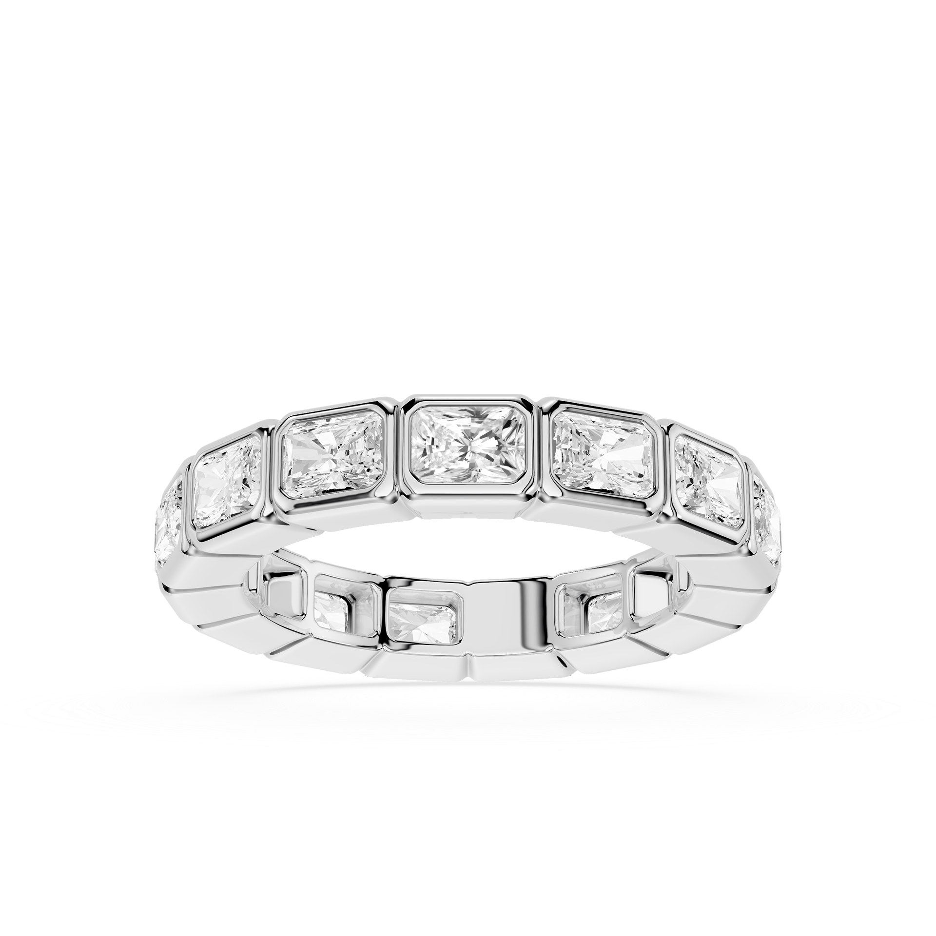 Radiant Cut Lab Grown Diamond Bezel Eternity Wedding Band