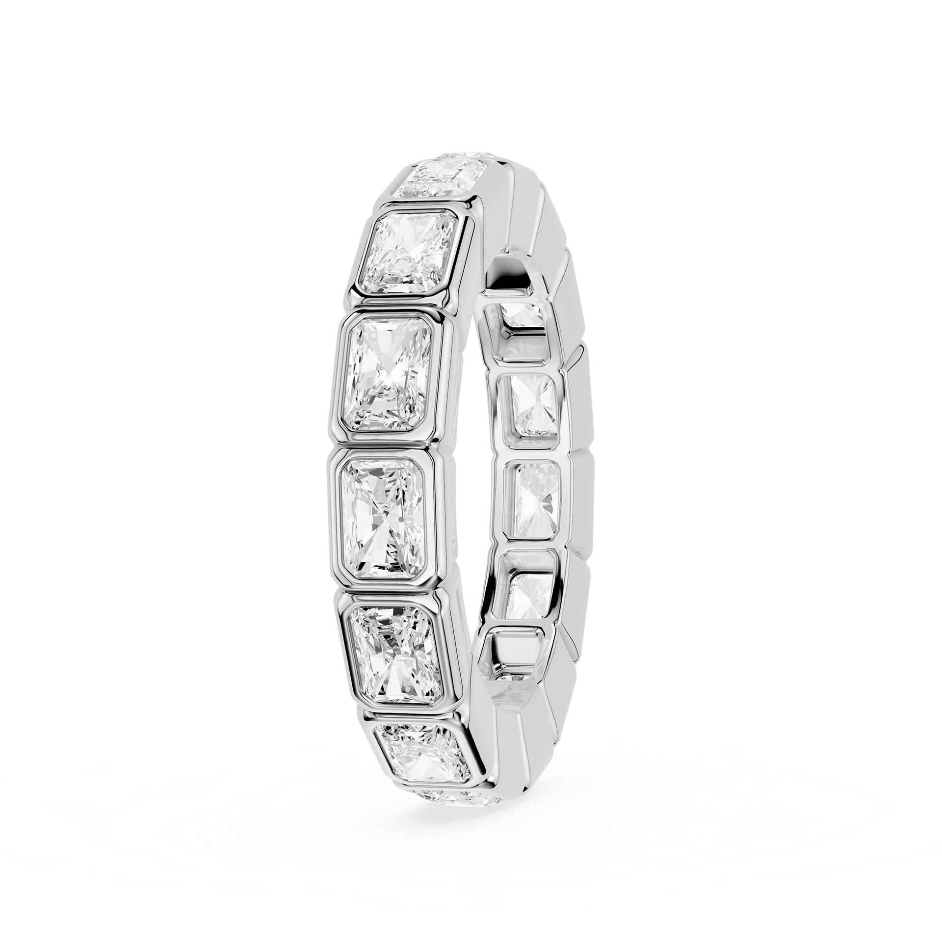 Radiant Cut Lab Grown Diamond Bezel Eternity Wedding Band