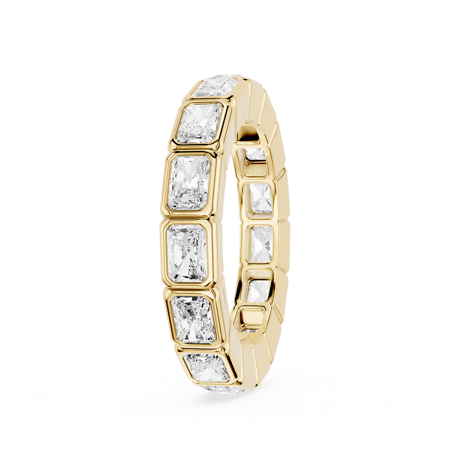 Radiant Cut Lab Grown Diamond Bezel Eternity Wedding Band