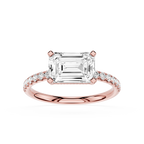 Emerald Cut Lab Grown Diamond Solitaire Accent Ring