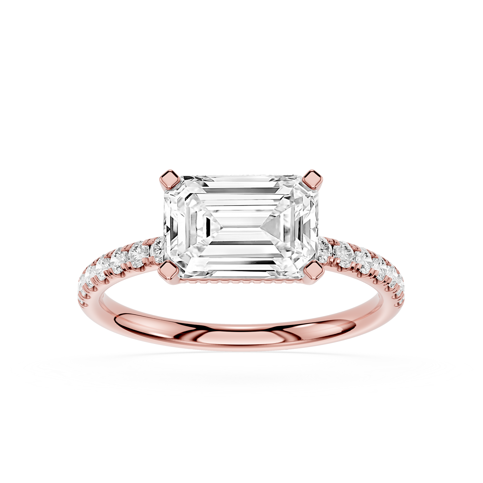 Emerald Cut Lab Grown Diamond Solitaire Accent Ring