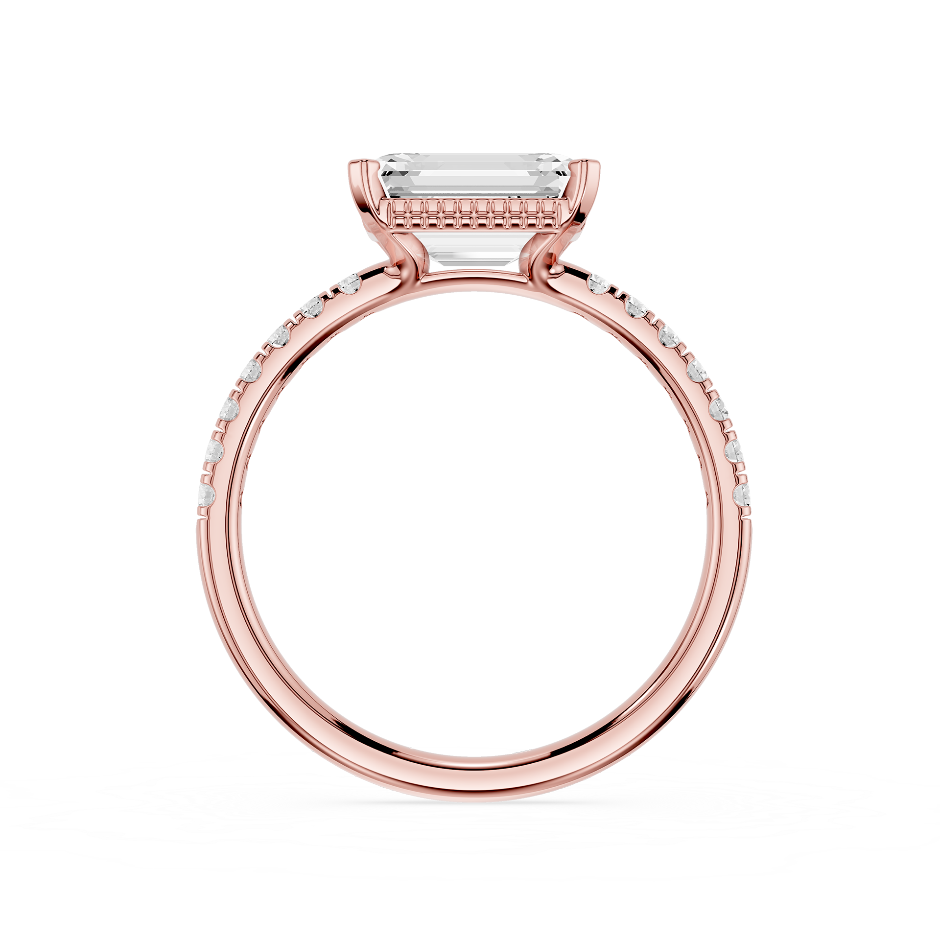 Emerald Cut Lab Grown Diamond Solitaire Accent Ring