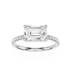 Emerald Cut Lab Grown Diamond Solitaire Accent Ring