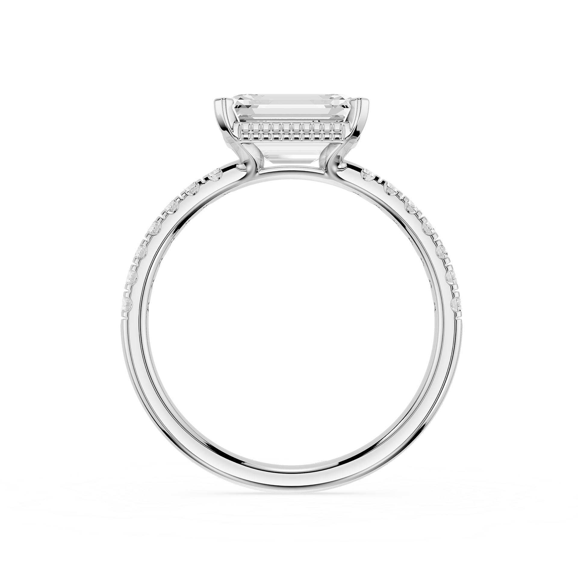 Emerald Cut Lab Grown Diamond Solitaire Accent Ring
