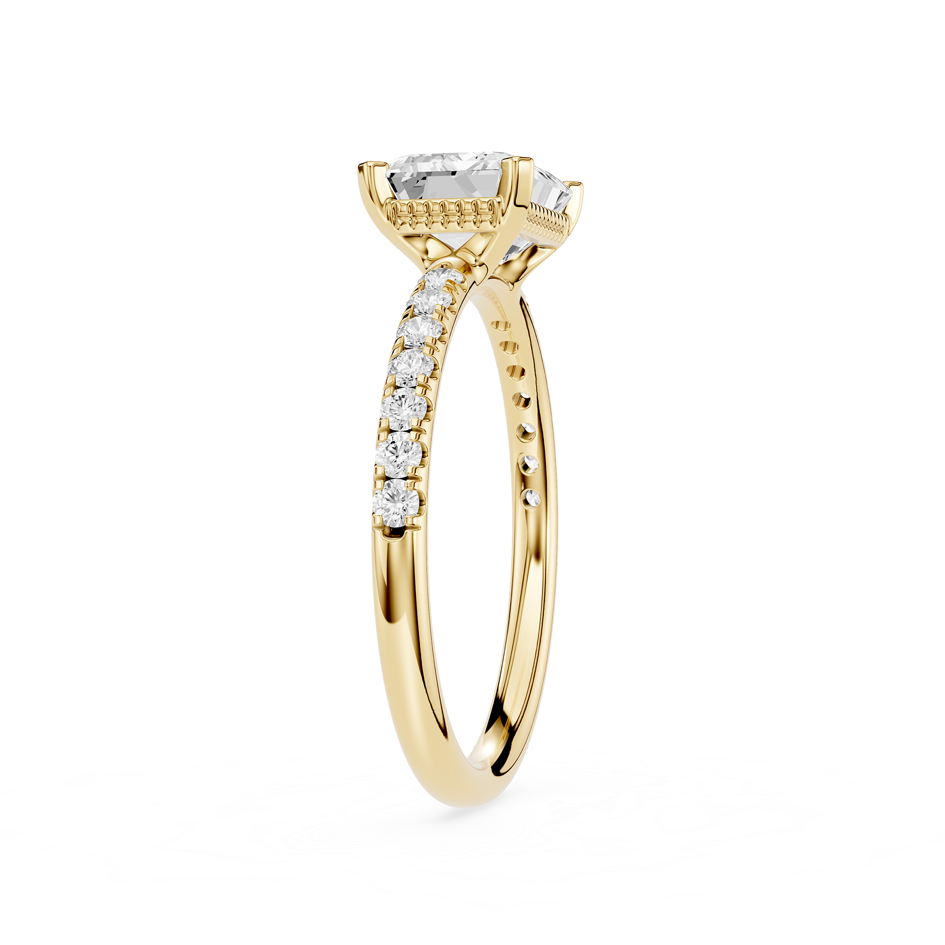 Emerald Cut Lab Grown Diamond Solitaire Accent Ring