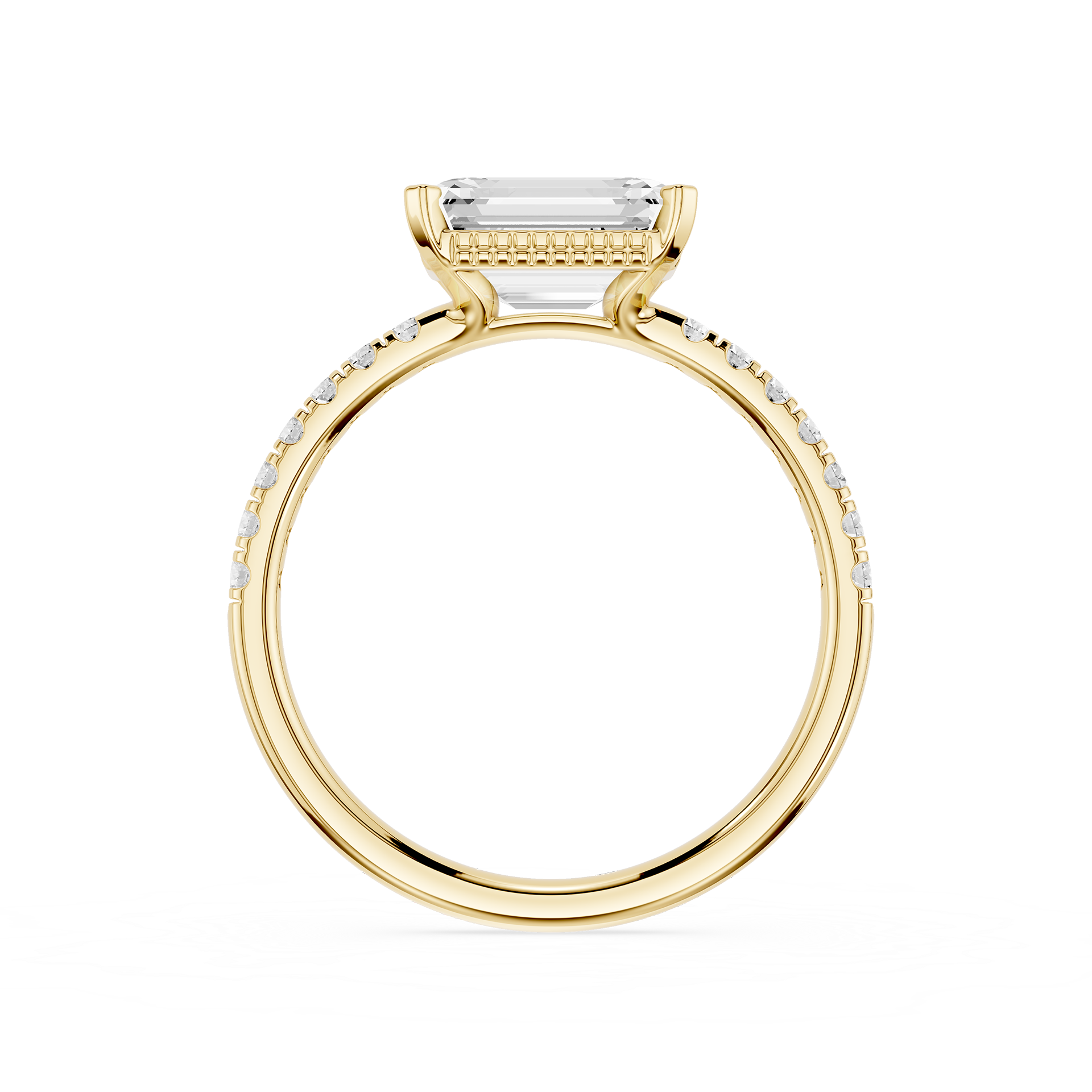 Emerald Cut Lab Grown Diamond Solitaire Accent Ring