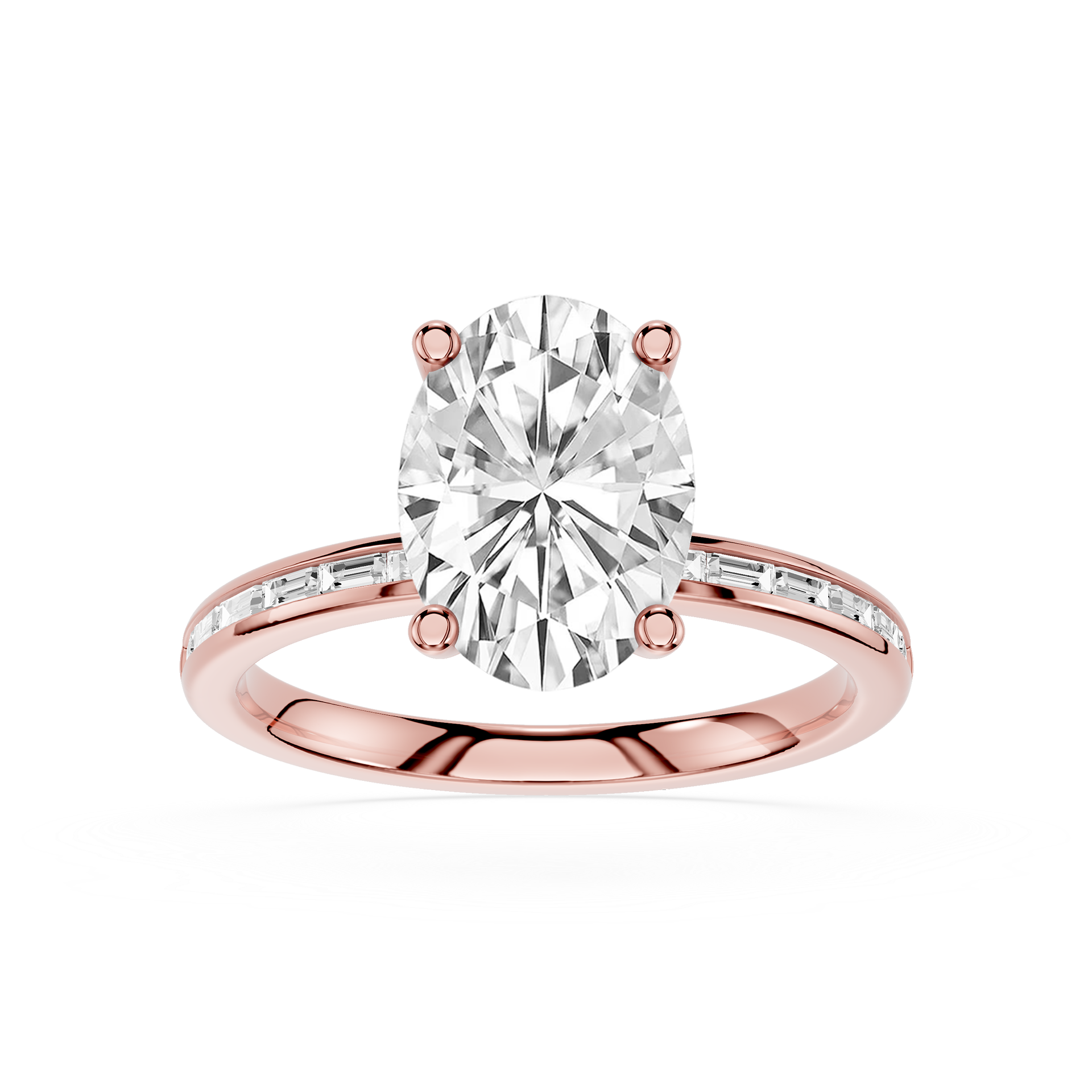 Oval Cut Lab Grown Diamond Baguette Accent Ring